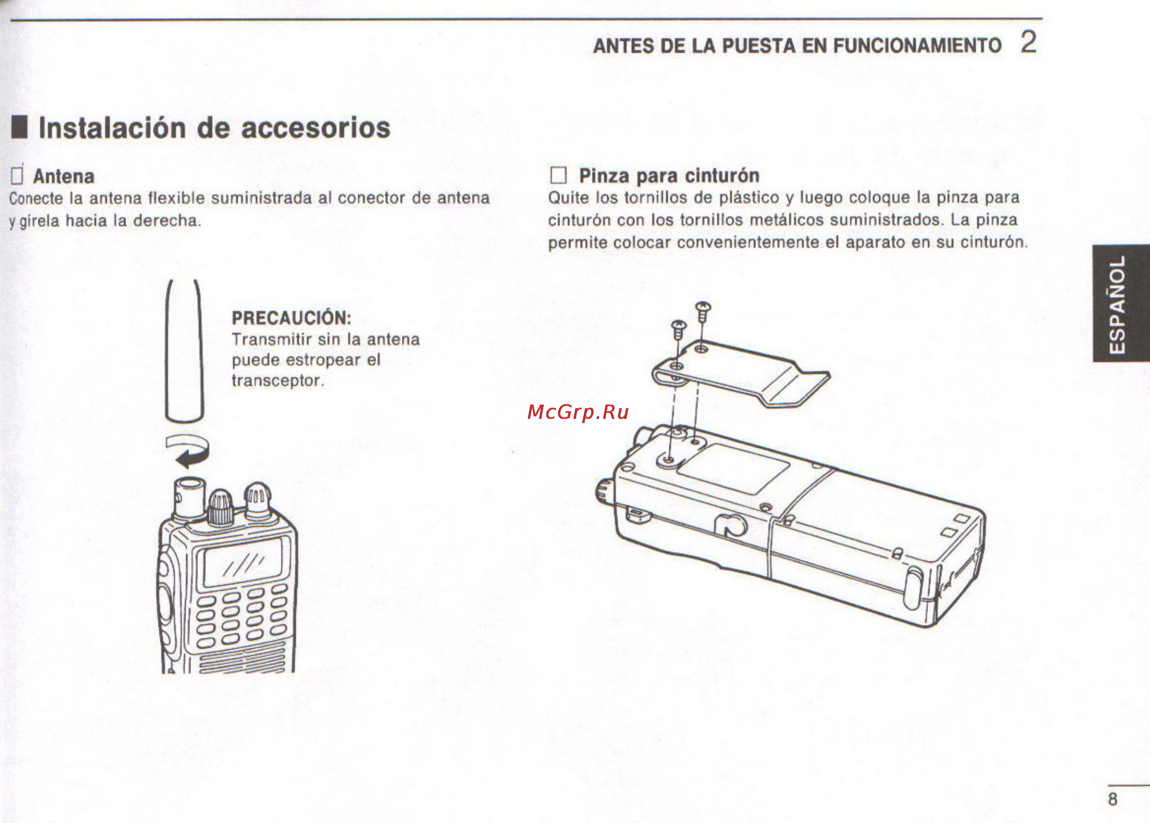 Icom IC-A3 [33/47] Instalación de accesorios