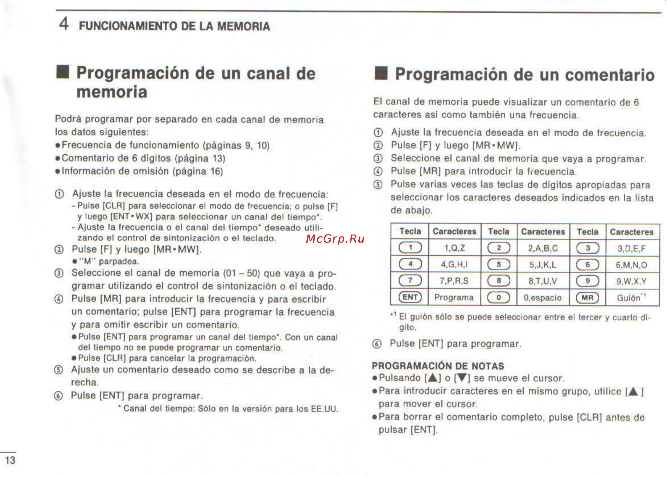 Icom IC-A3 [38/47] Memoria