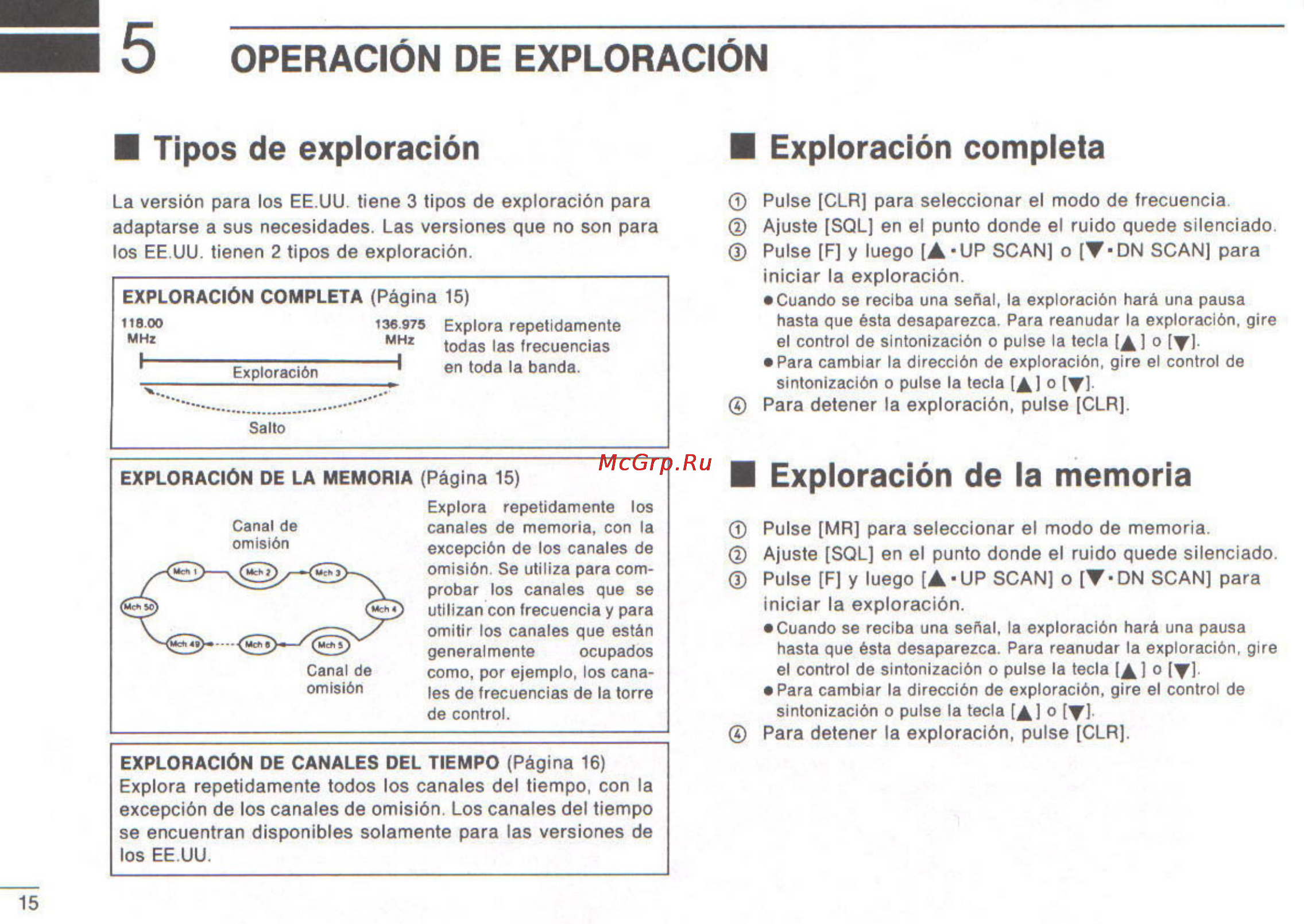 Icom IC-A3 [40/47] 5 operación de exploración