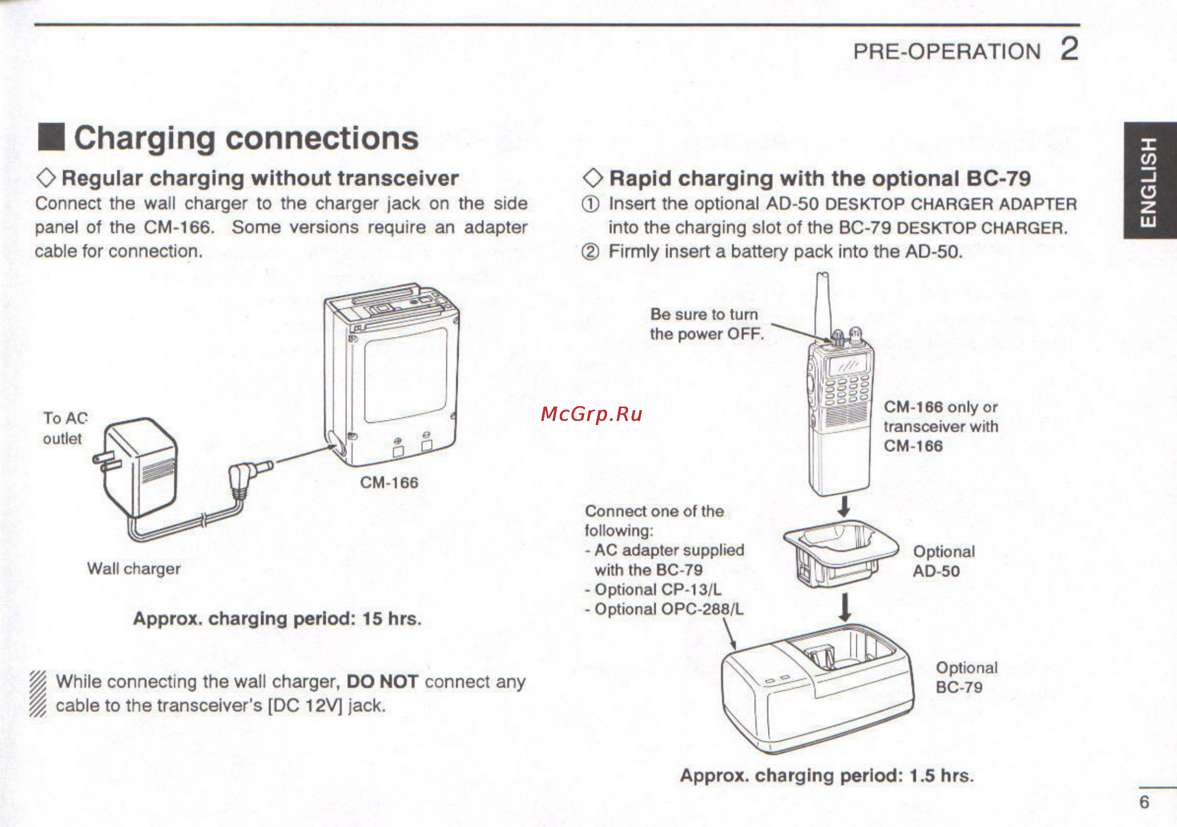 Icom IC-A3 [9/47] Charging connections