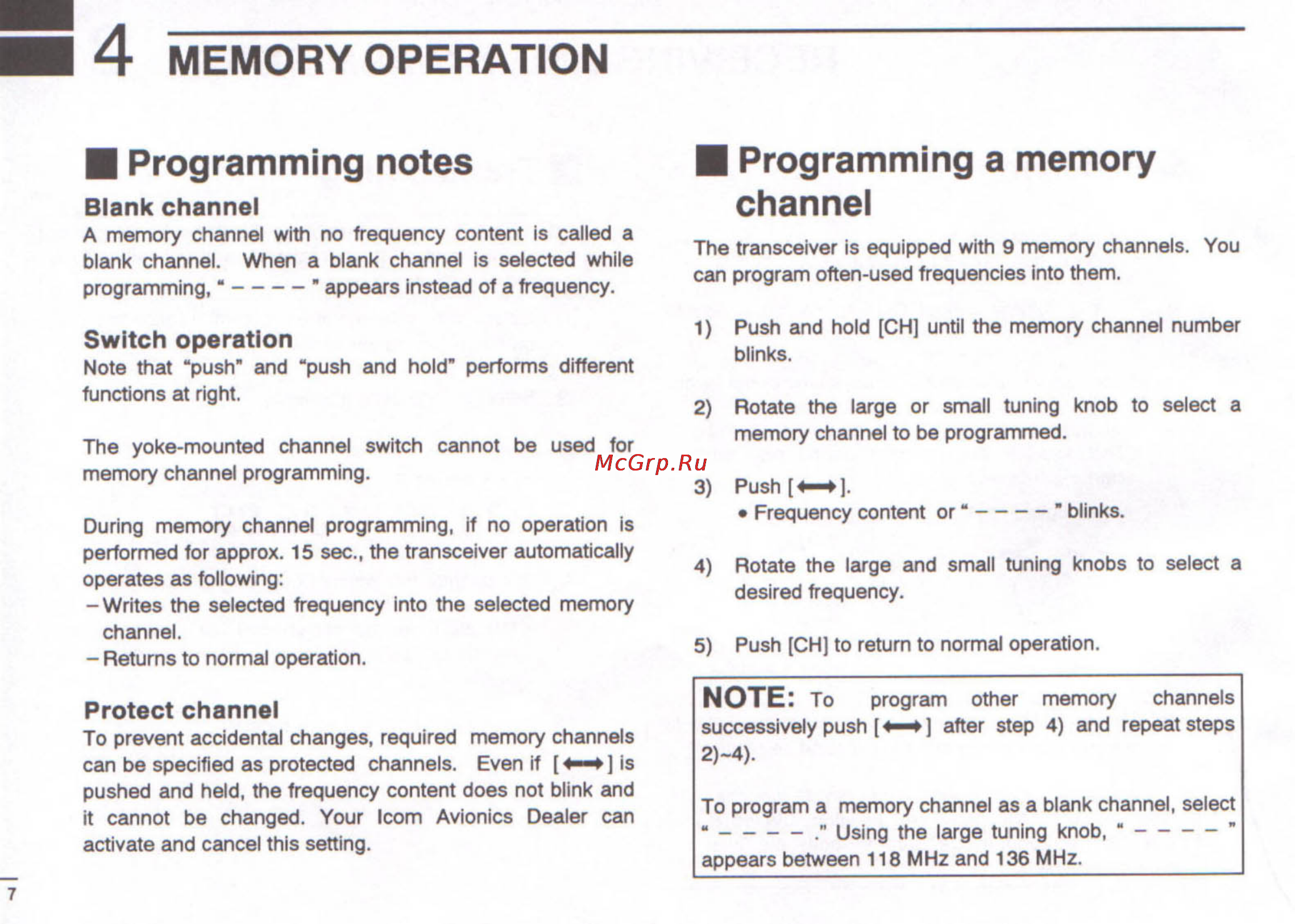 Icom IC-A200 [10/16] I 4 memory operation