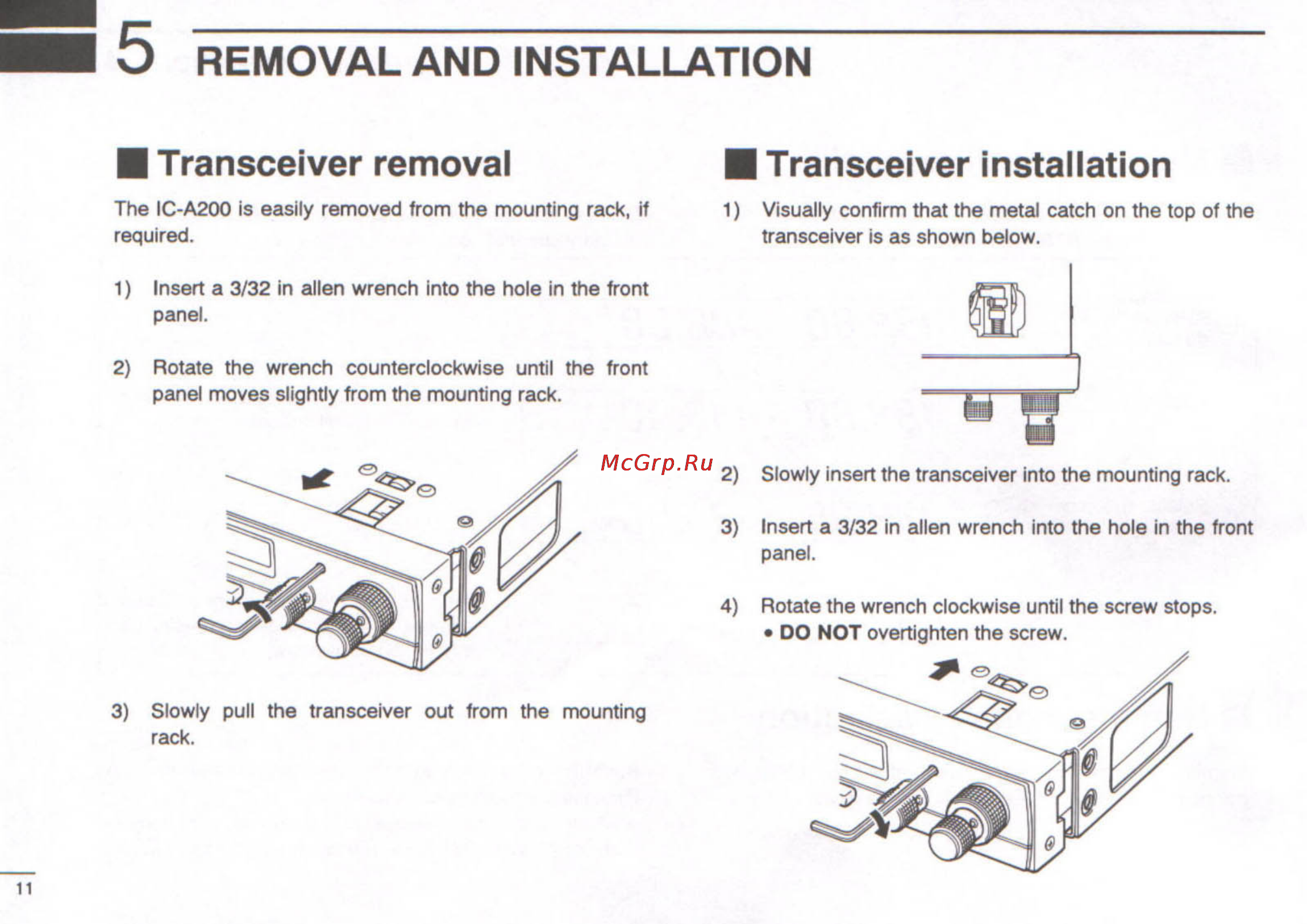 Icom IC-A200 [14/16] Removal and installation