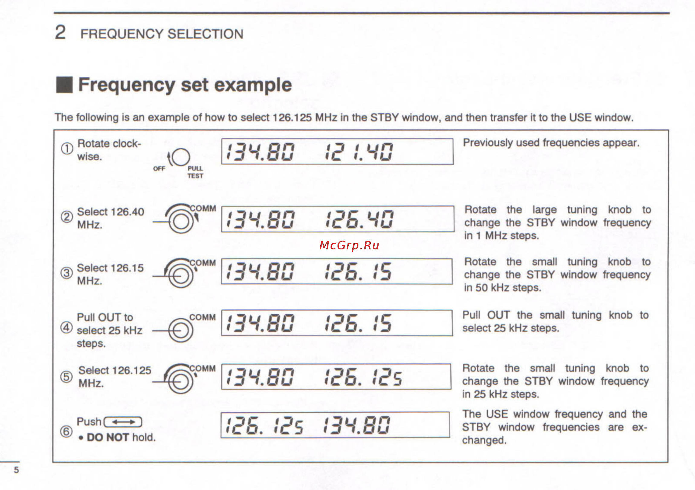 Icom IC-A200 [8/16] Frequency set example