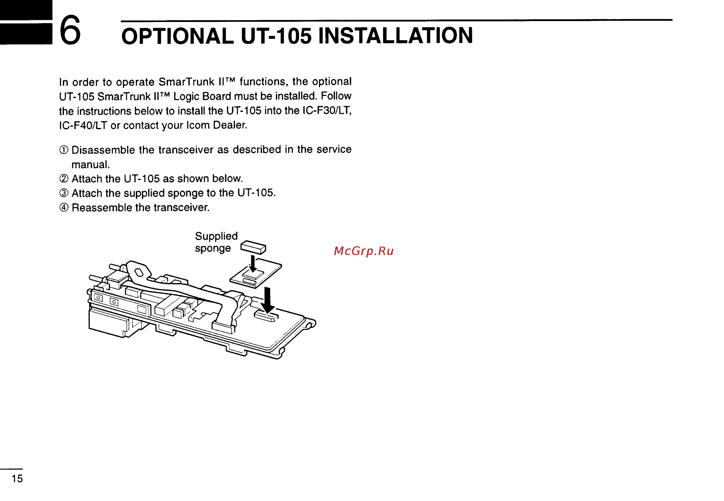 Icom IC-F40LT [18/20] Ml 6 optional ut 105 installation