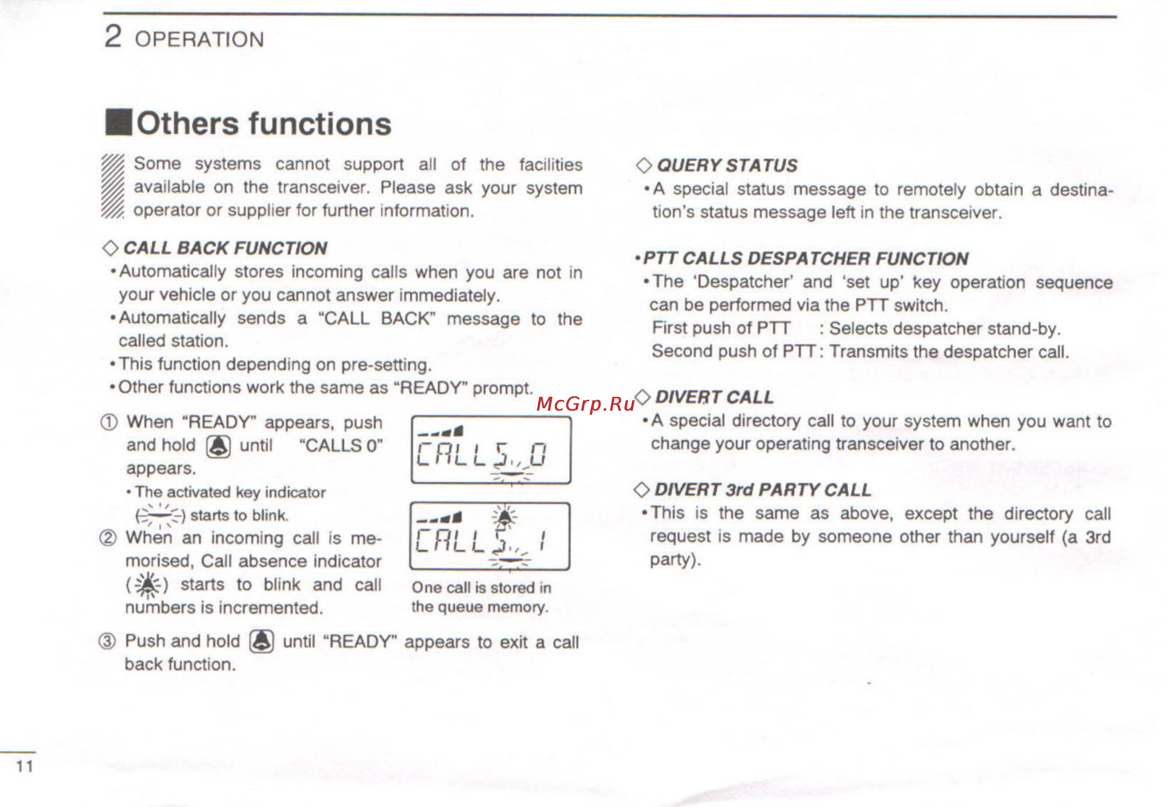 Icom IC-F2500 [14/20] Ptt calls despatcher function