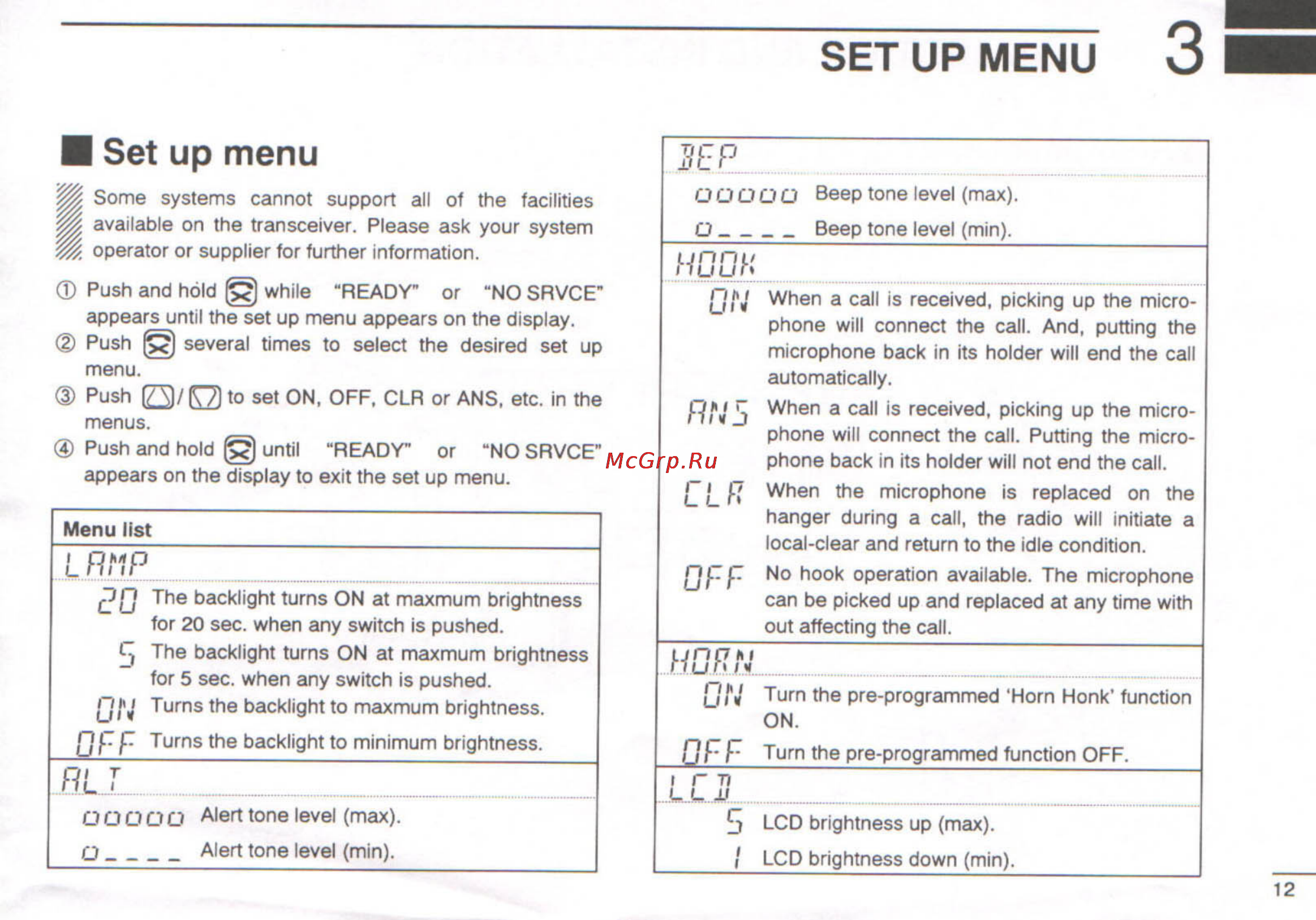 Icom IC-F2500 [15/20] Set up menu 3