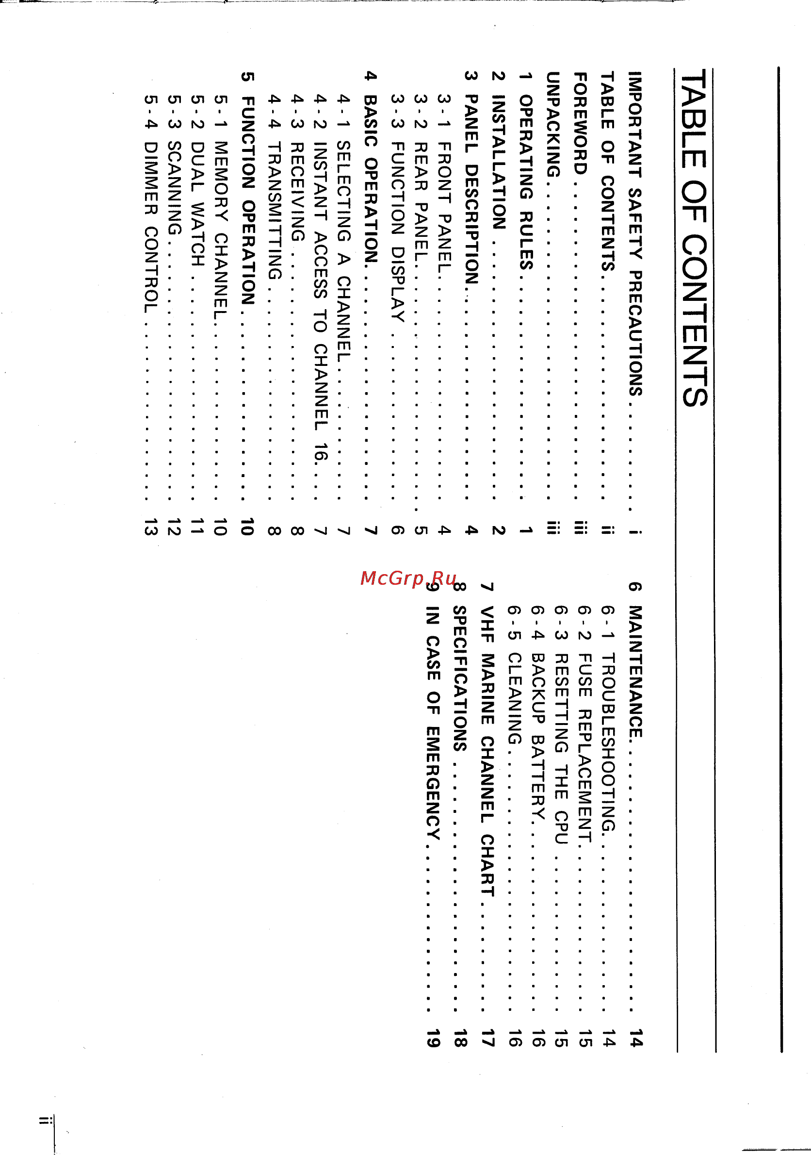 Icom IC-M56 [3/24] Table of contents
