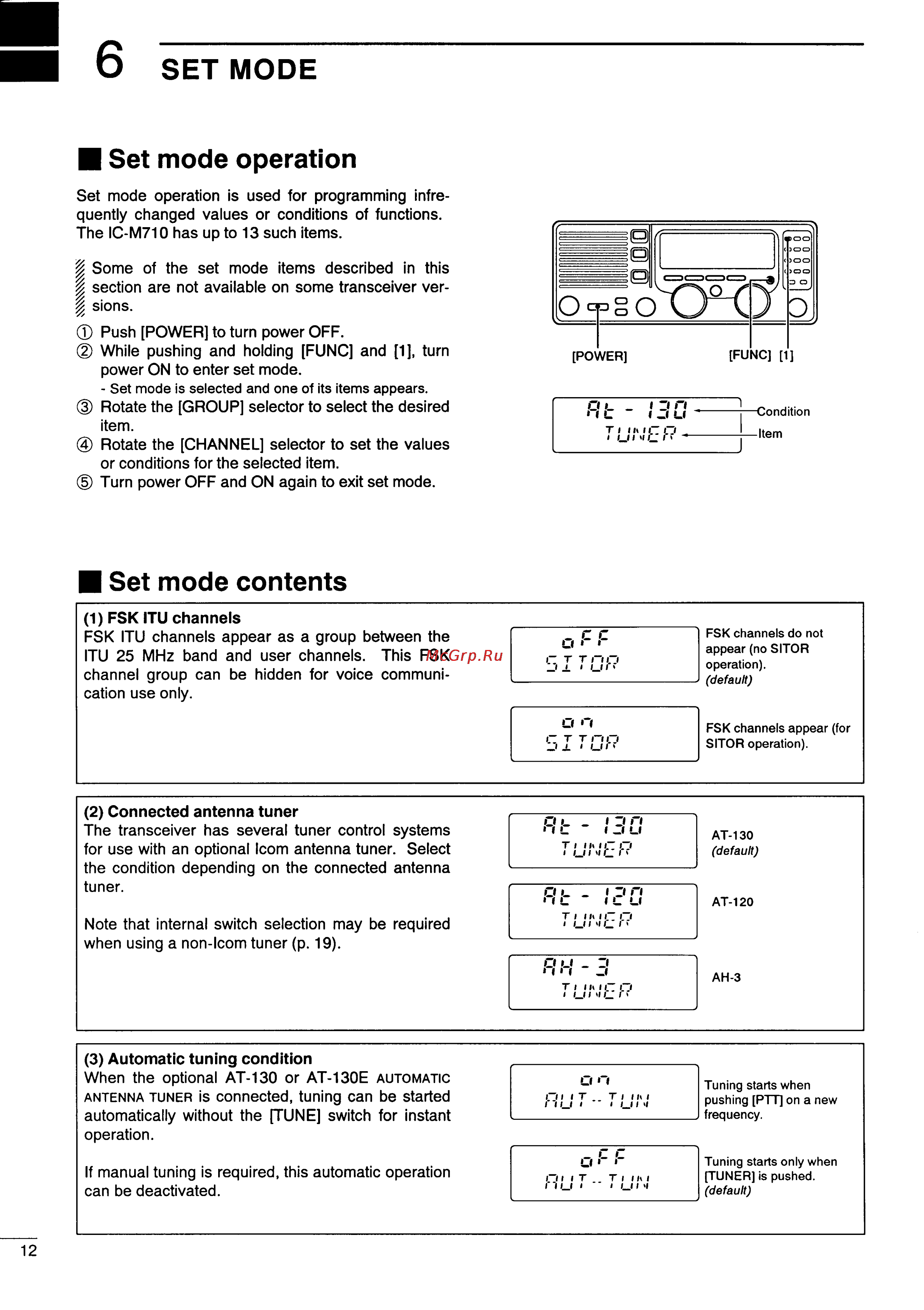 Icom IC-M710 [16/28] Set mode