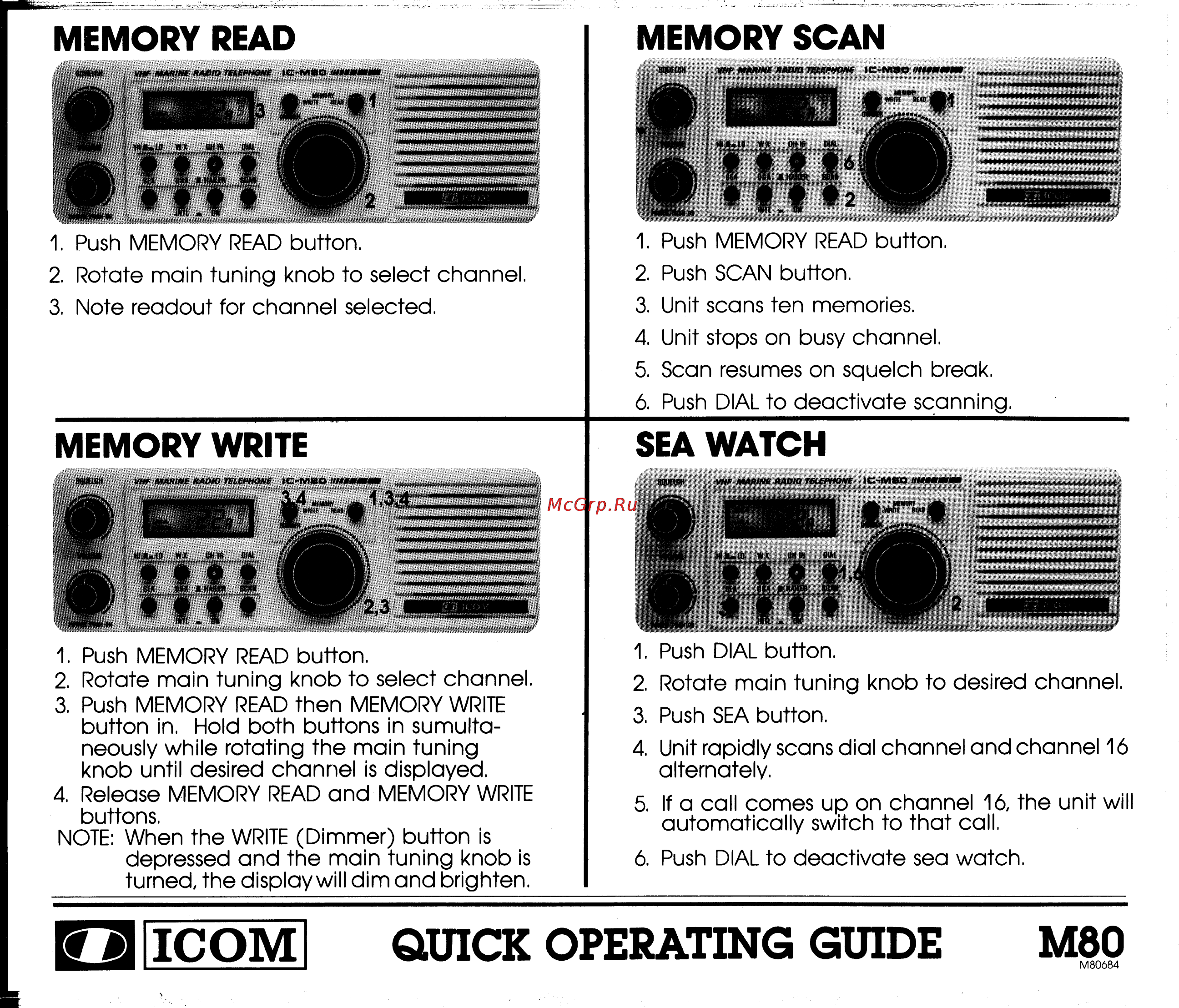 Icom IC-M80 [24/27] Railcoml quick operating guide m80