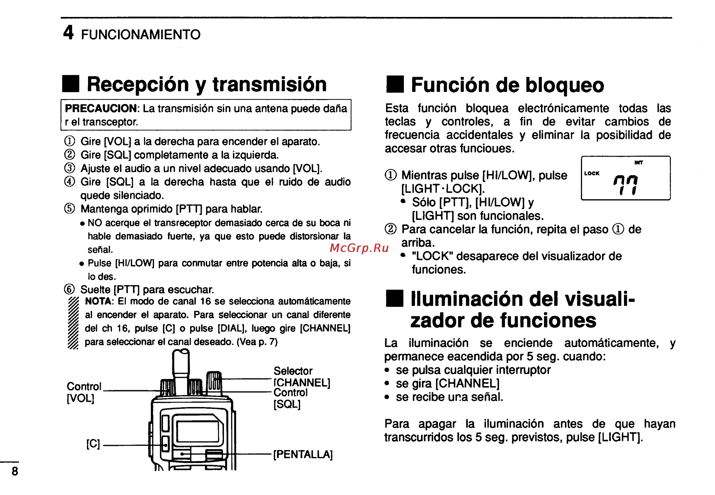 Icom IC-GM1500 [20/52] Zador de funciones