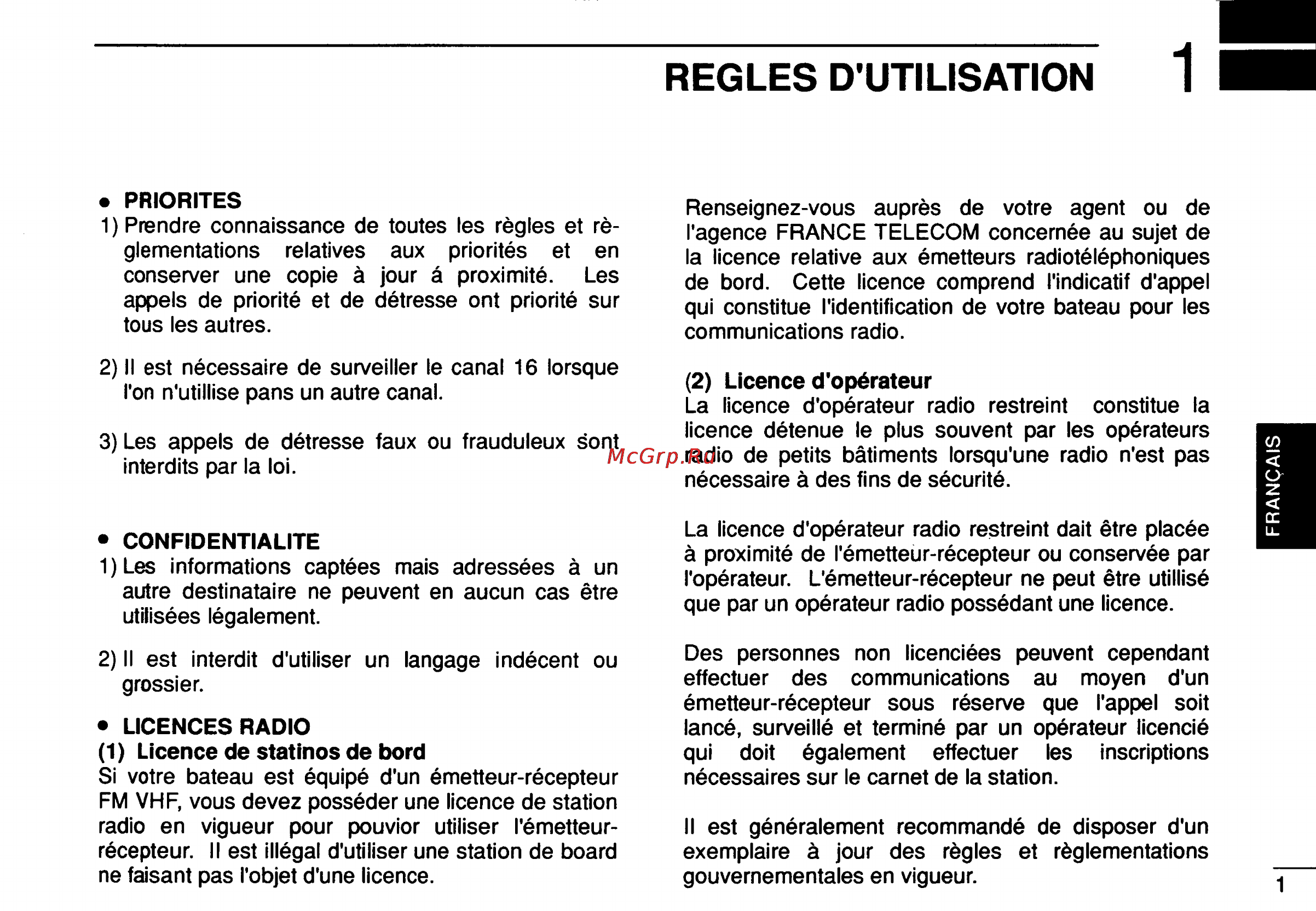Icom IC-GM1500 [23/52] Regles d utilisation