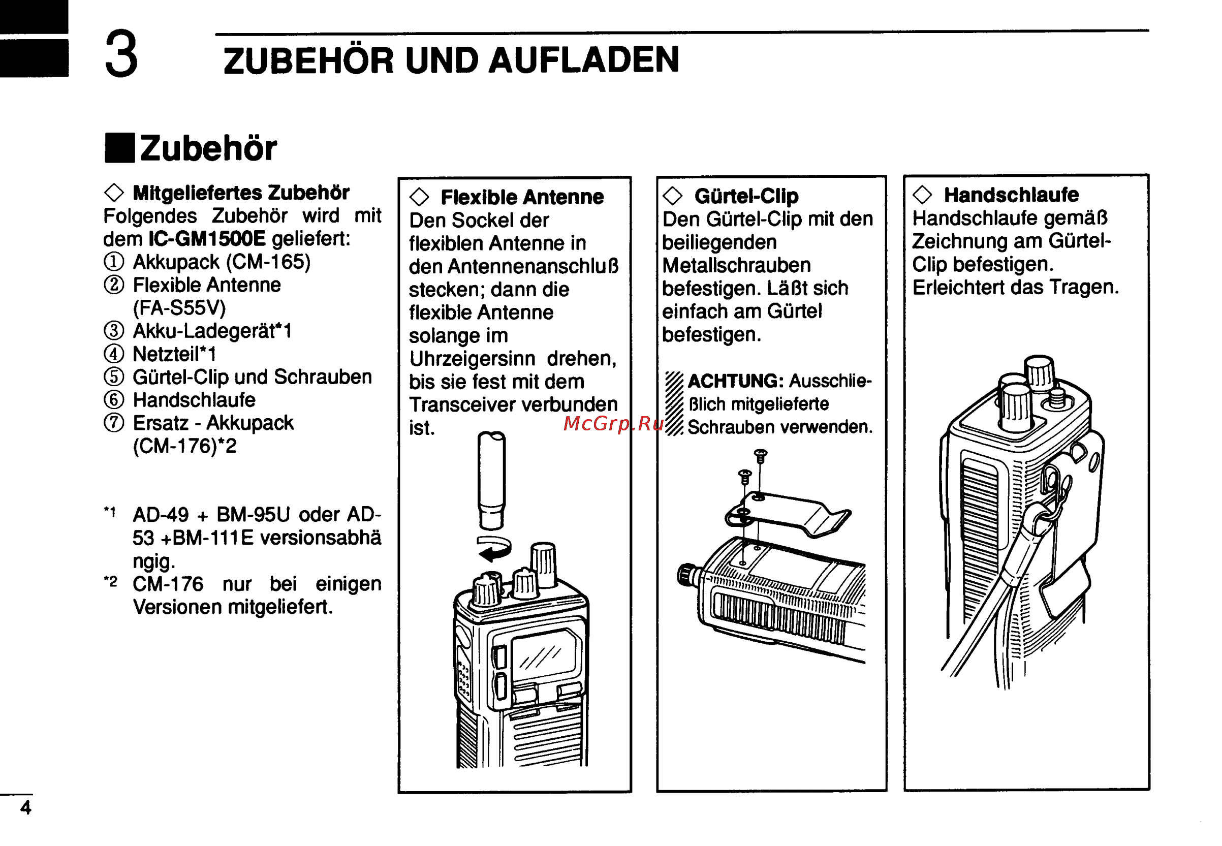 Icom IC-GM1500 [36/52] Zubehör und aufladen