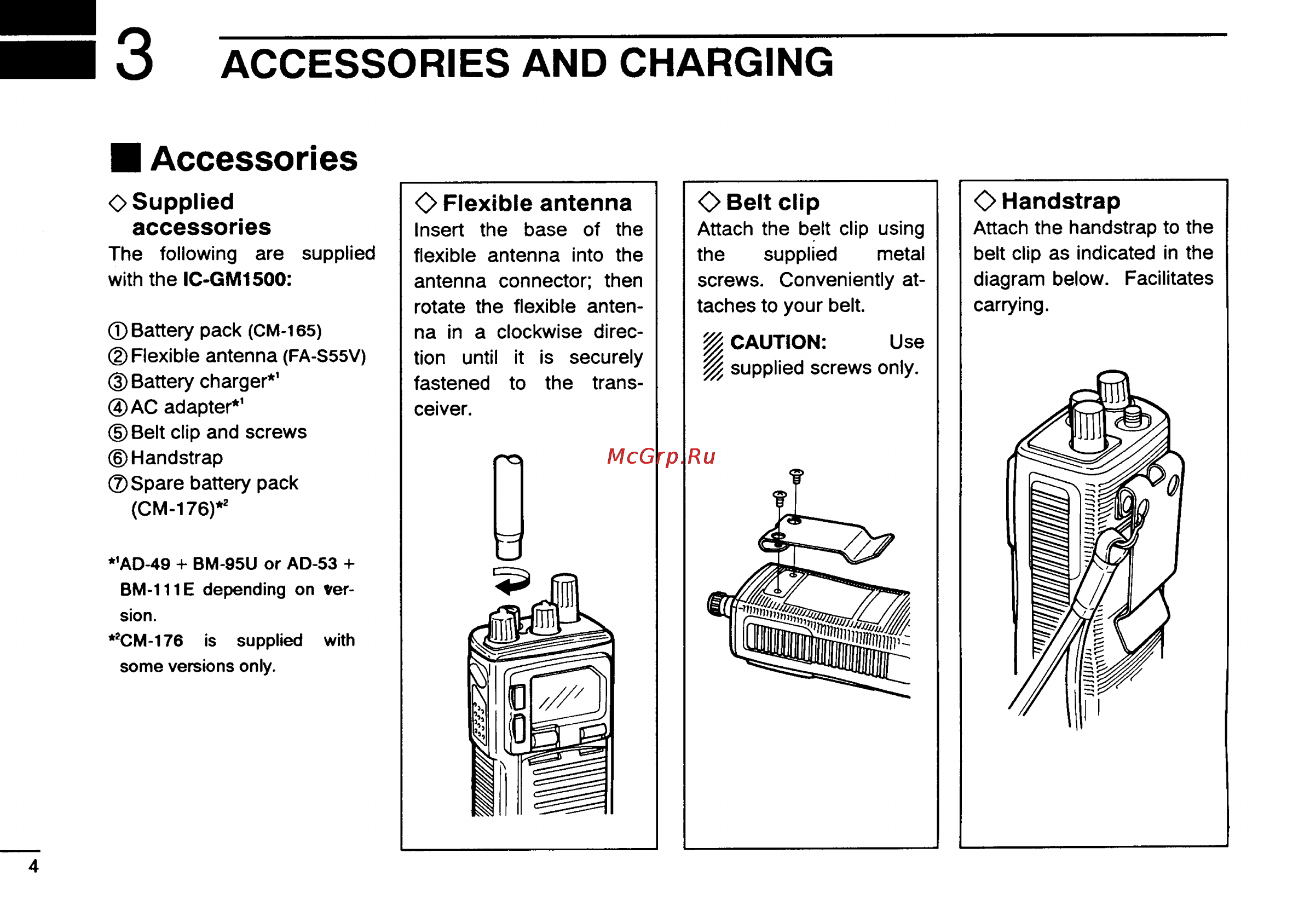 Icom IC-GM1500 [6/52] Accessories and charging