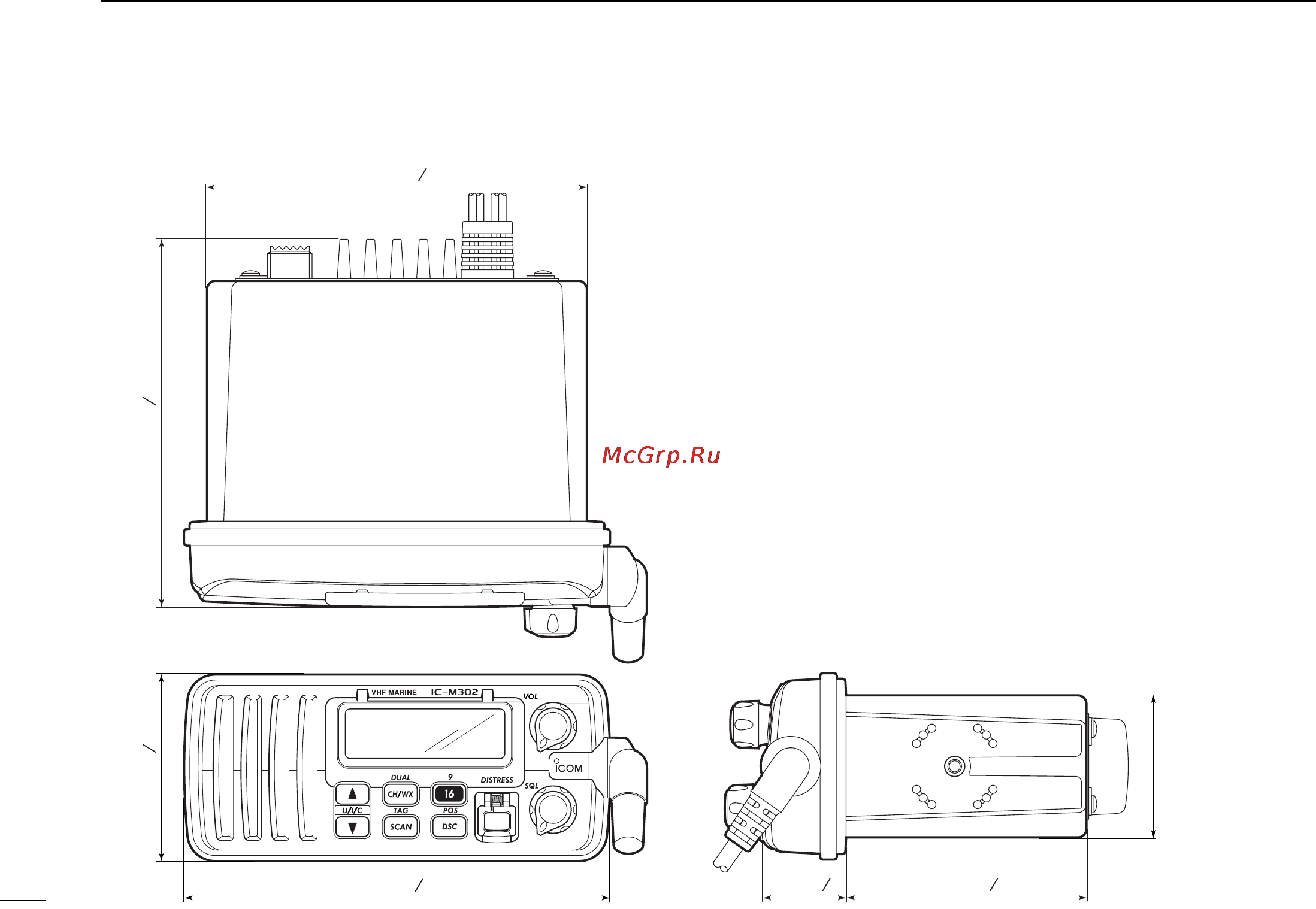 Icom IC-M302 [44/48] I dimensions