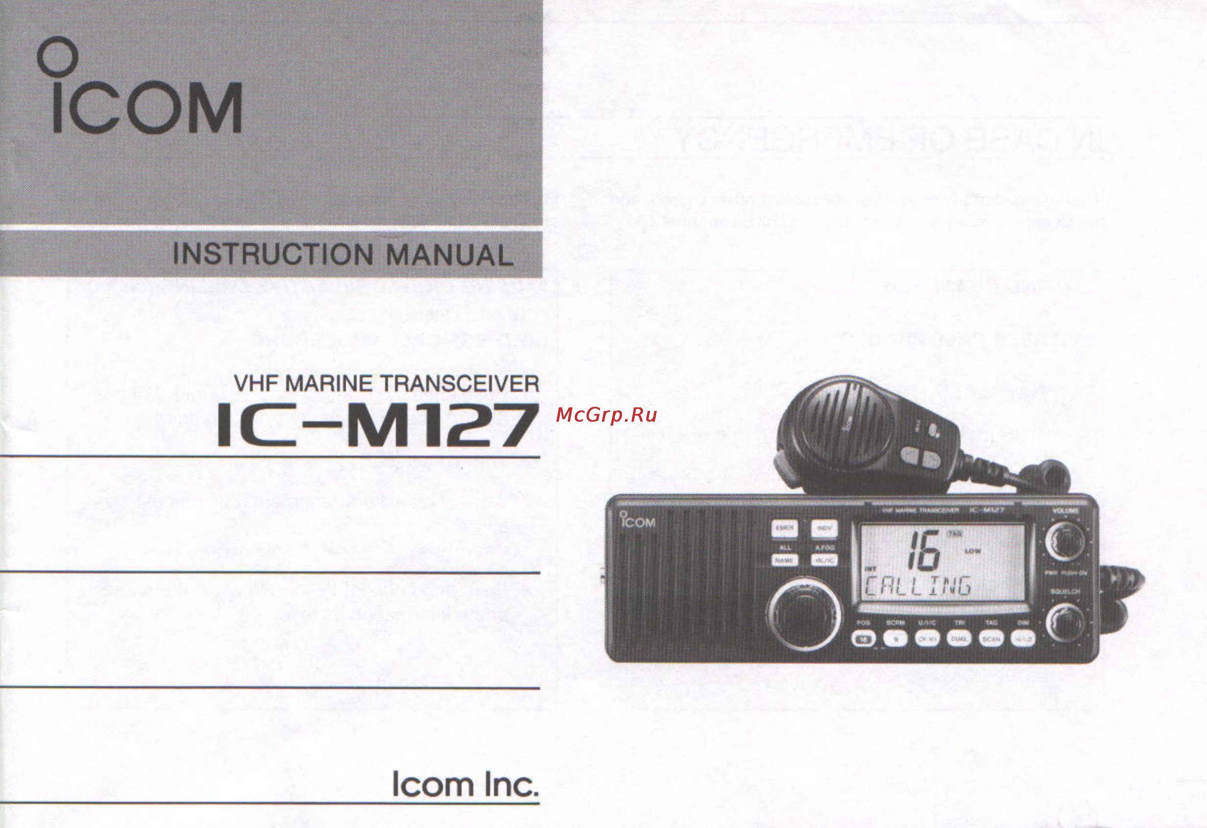 Icom IC-M127 Инструкция по эксплуатации онлайн