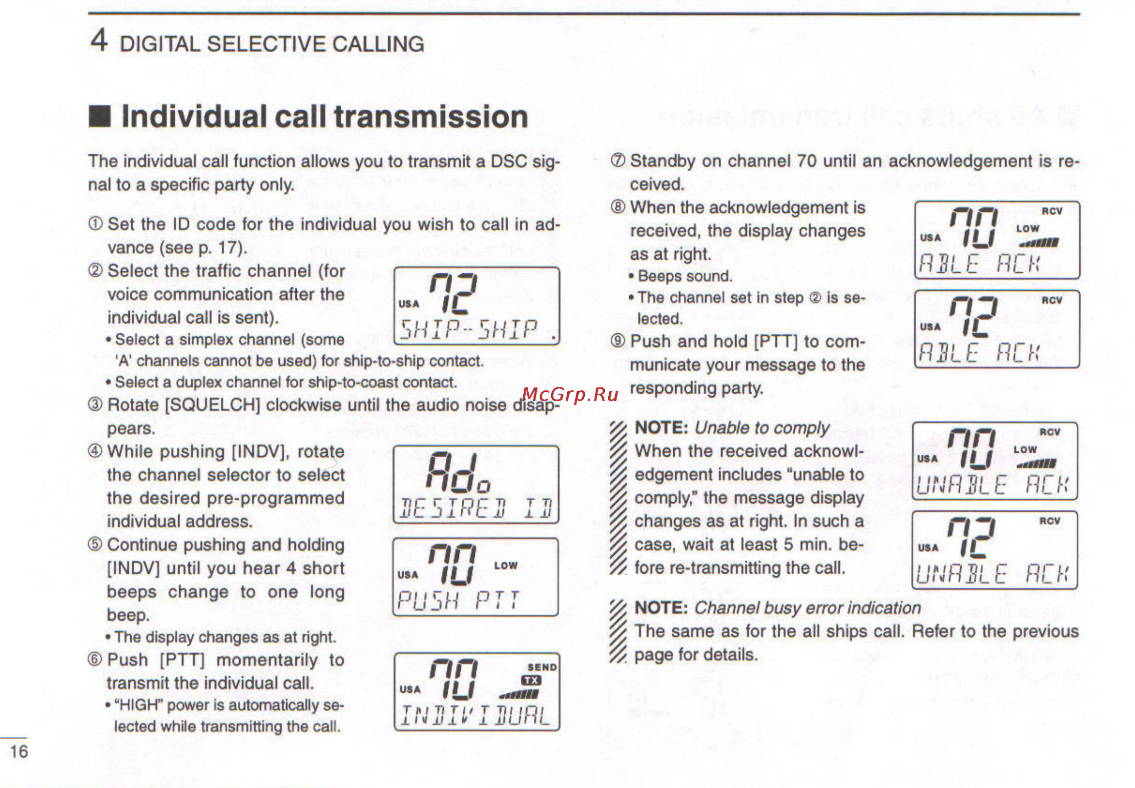 Icom IC-M127 [20/48] Individual call transmission