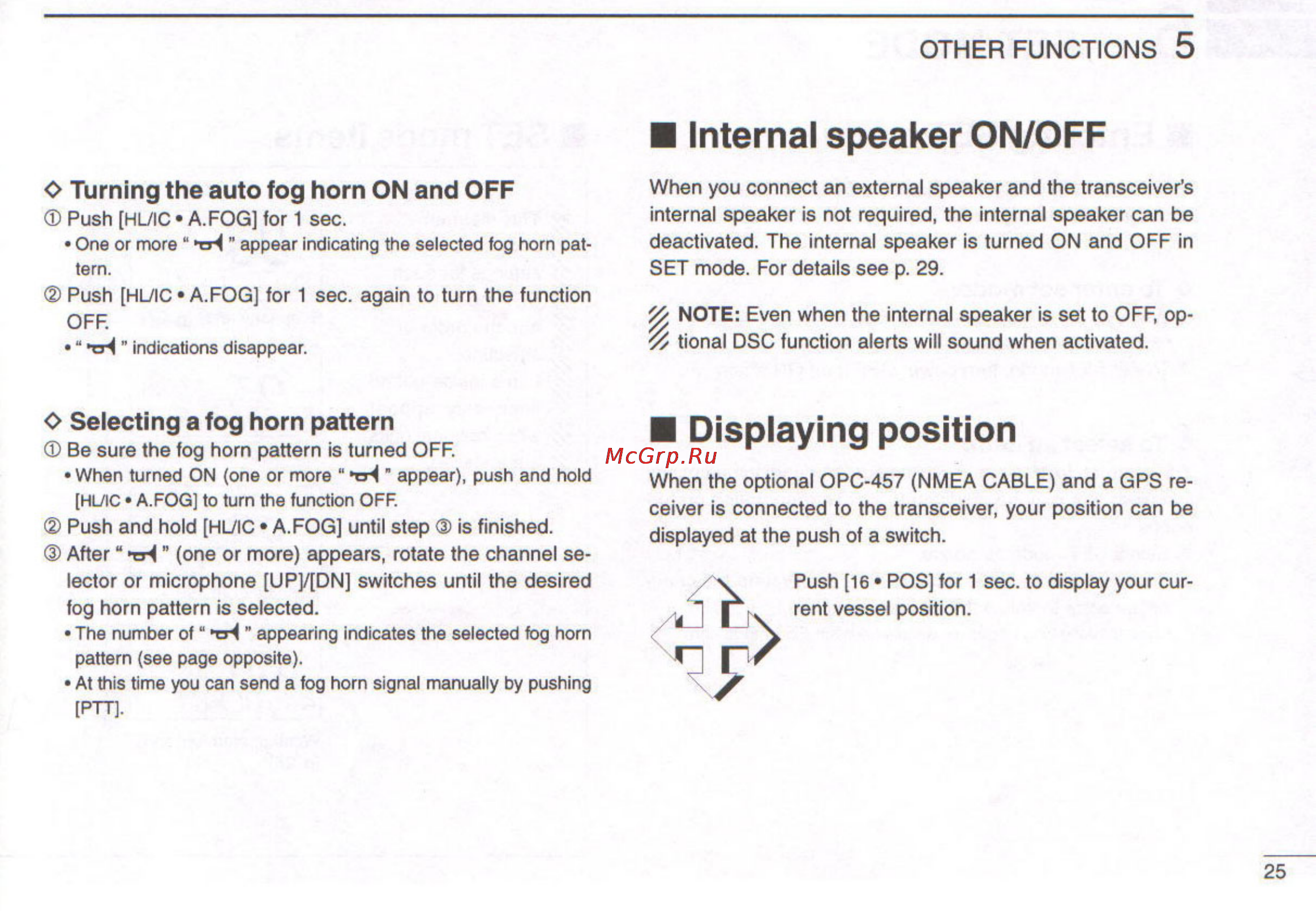 Icom IC-M127 [29/48] Displaying position