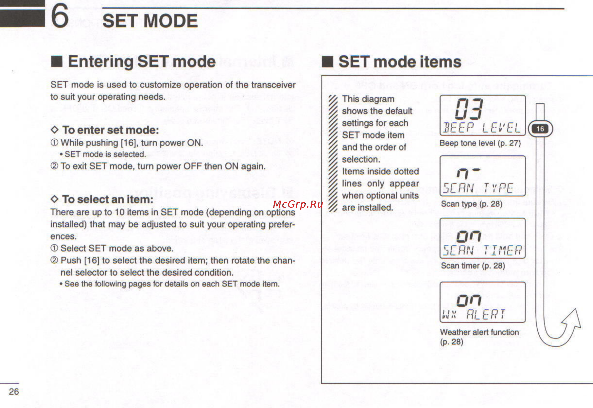 Icom IC-M127 [30/48] Set mode