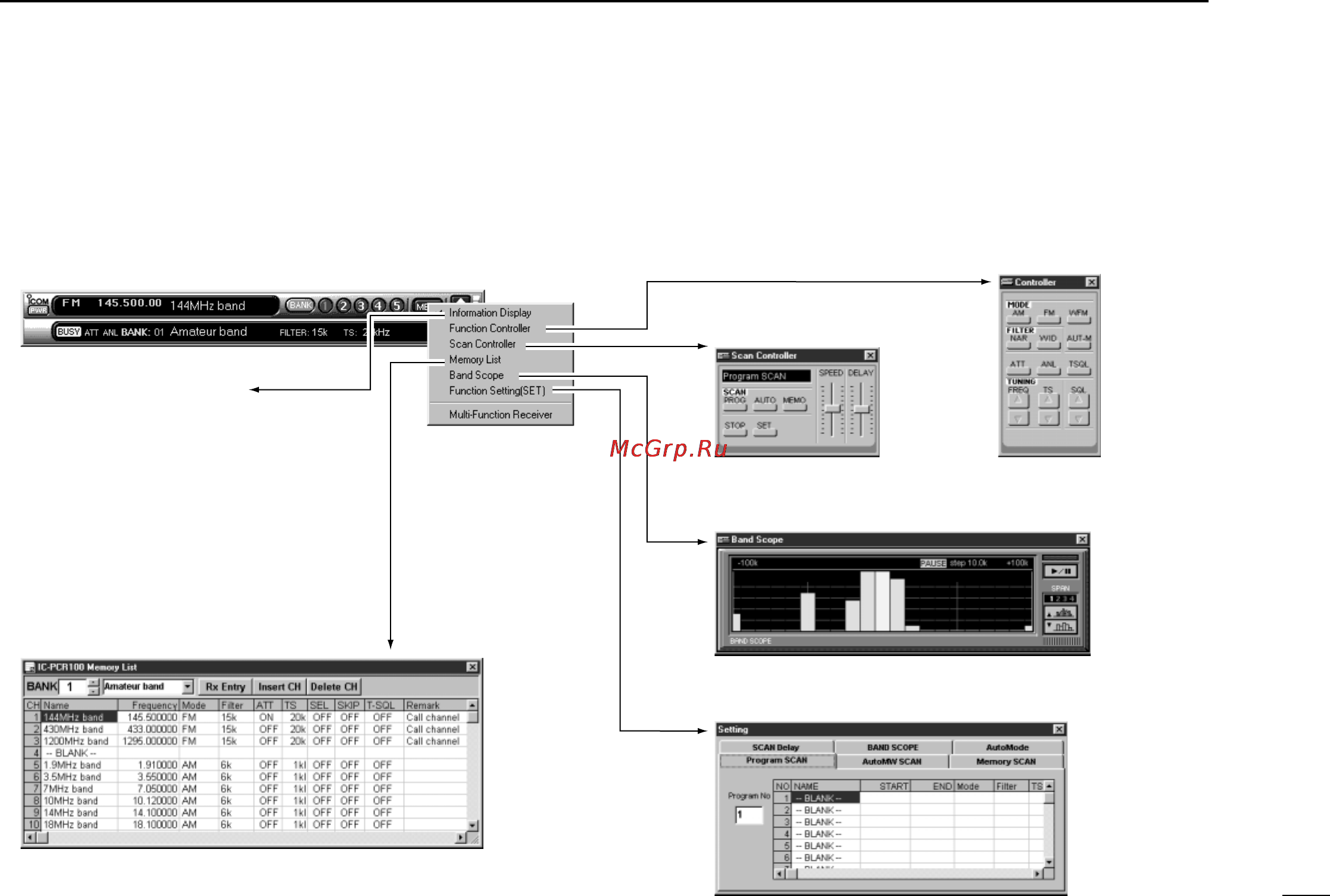 Icom IC-PCR100 [19/44] I simple function receiver sub screens