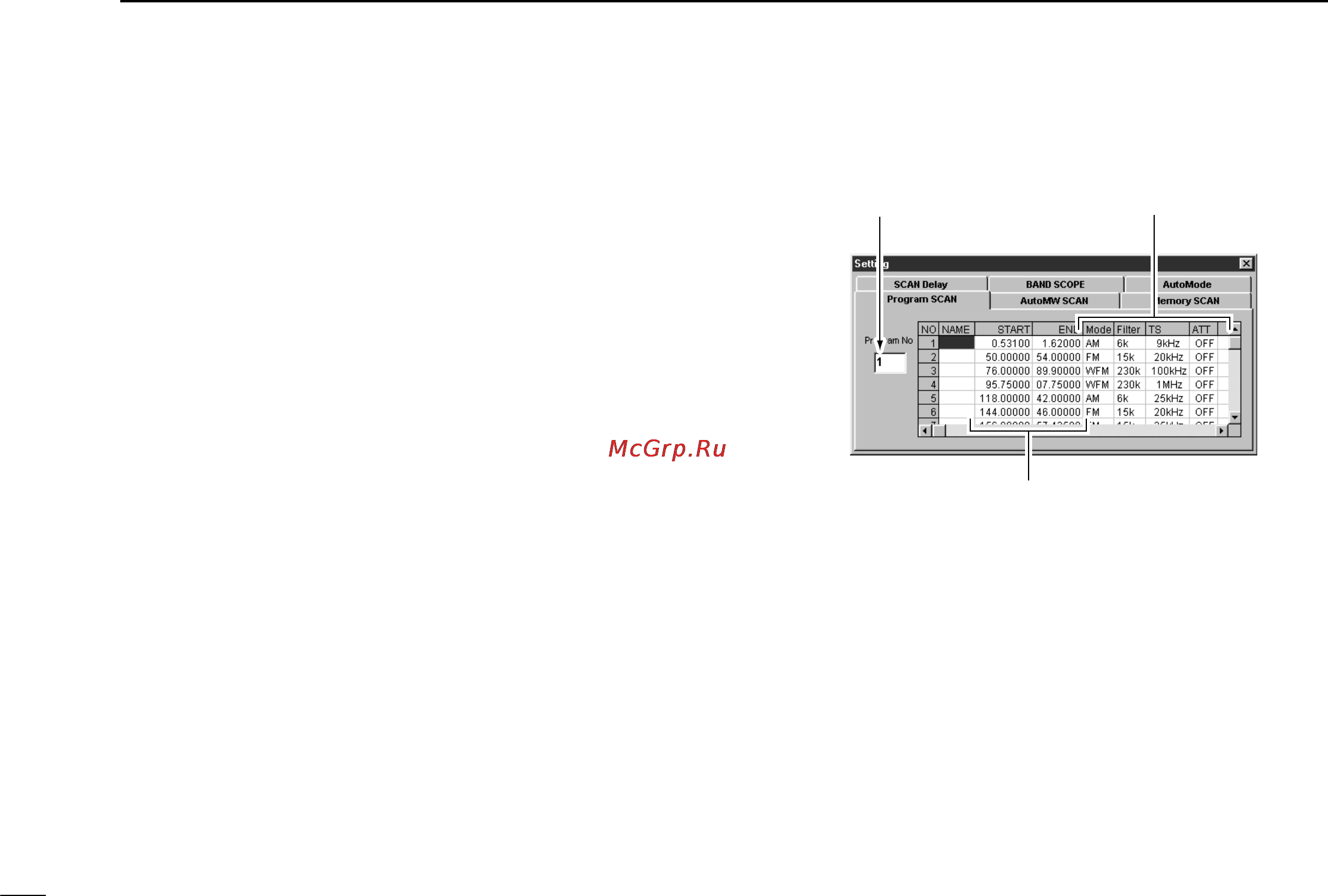 Icom IC-PCR100 [32/44] I setting scan edges