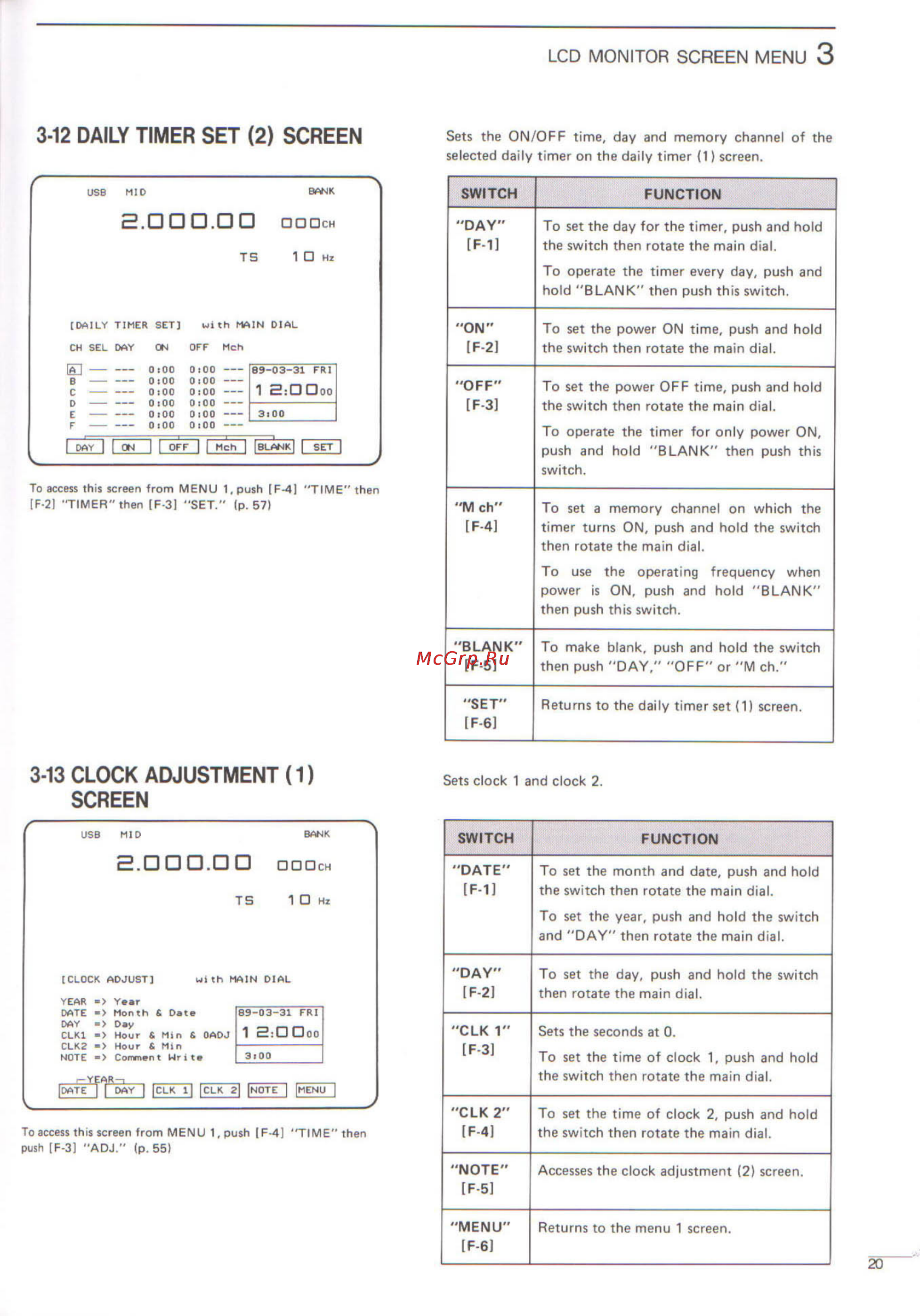 Icom IC-R9000L [23/72] 12 daily timer set 2 screen