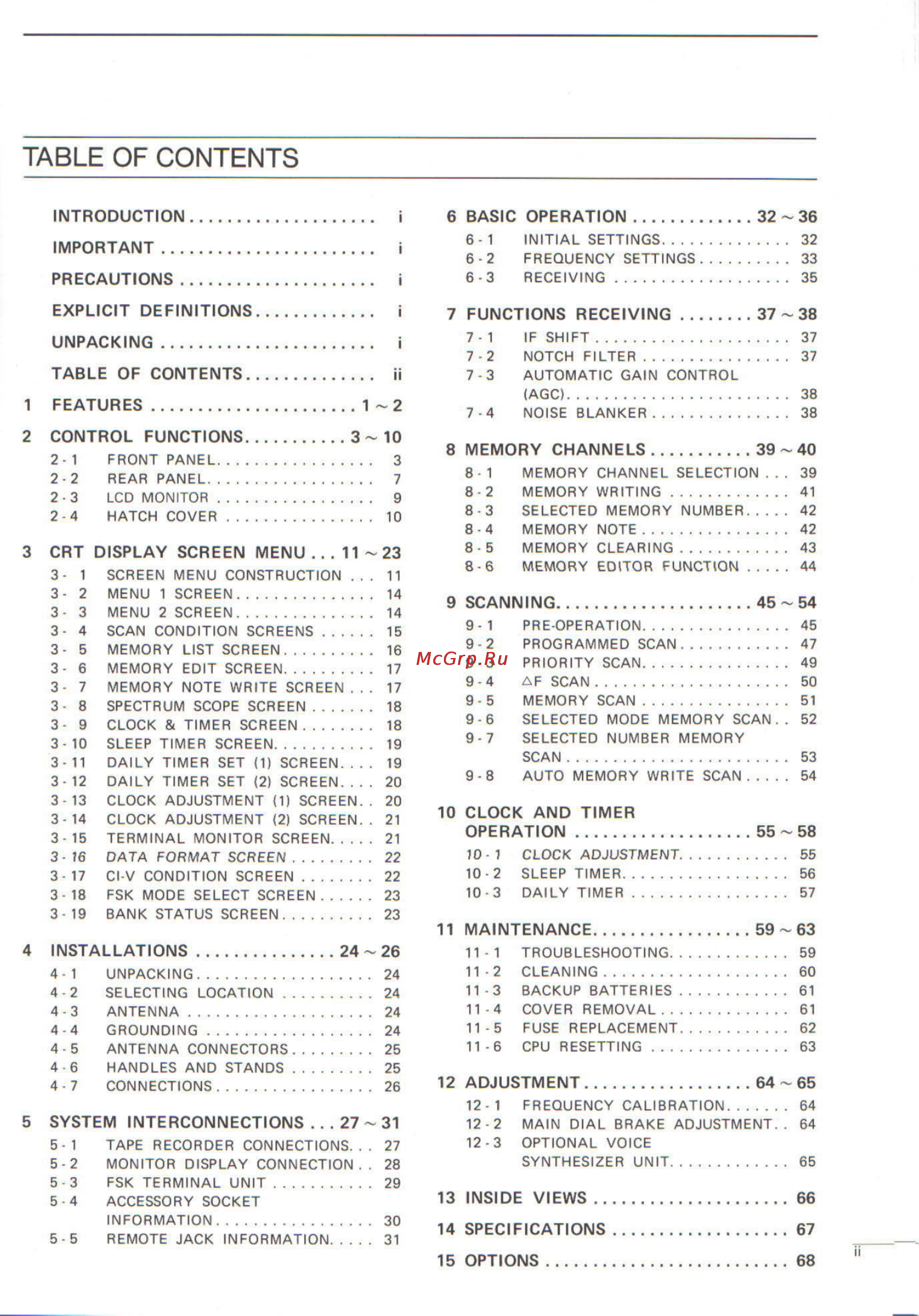 Icom IC-R9000L [3/72] Table of contents