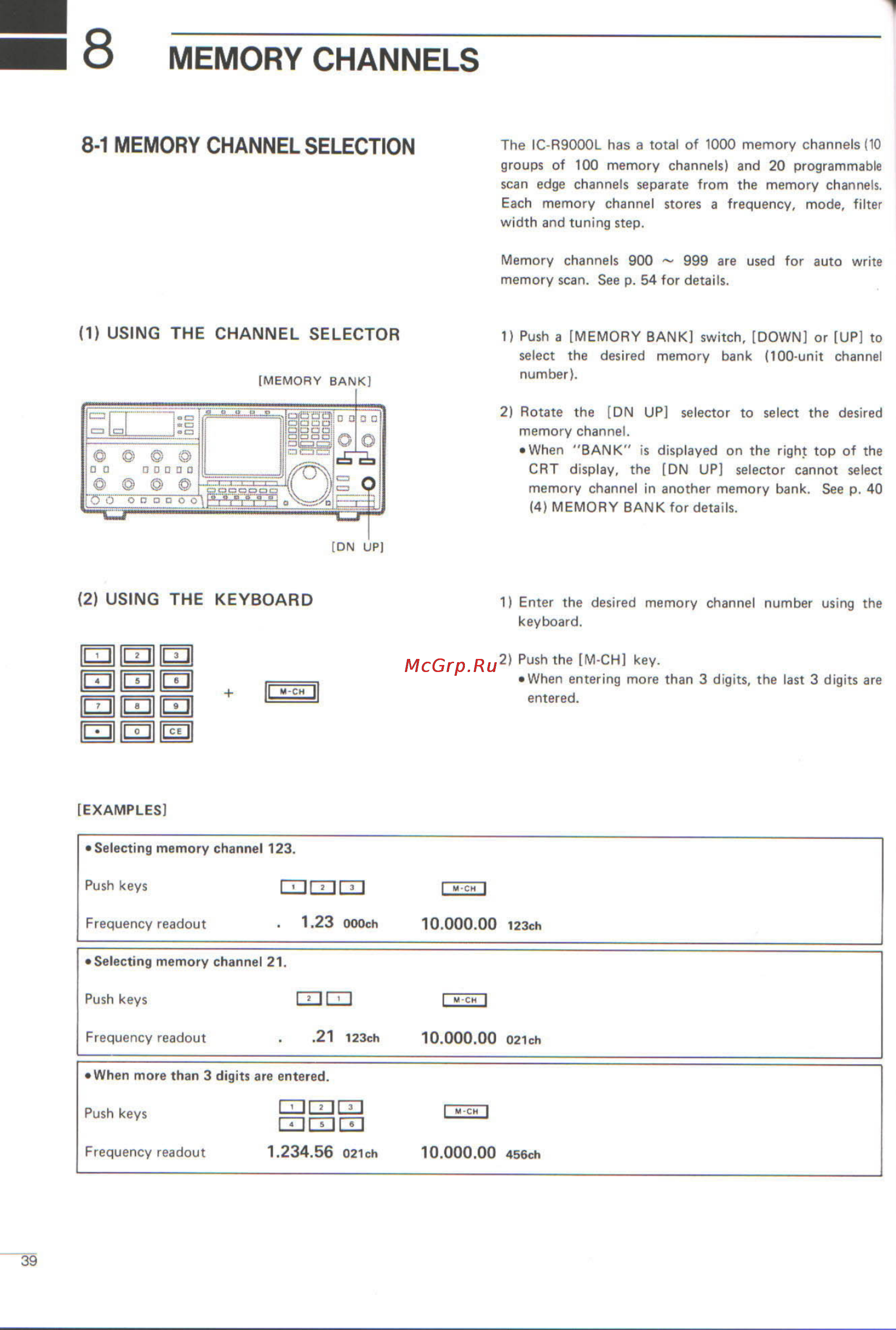 Icom IC-R9000L [42/72] Memory channels