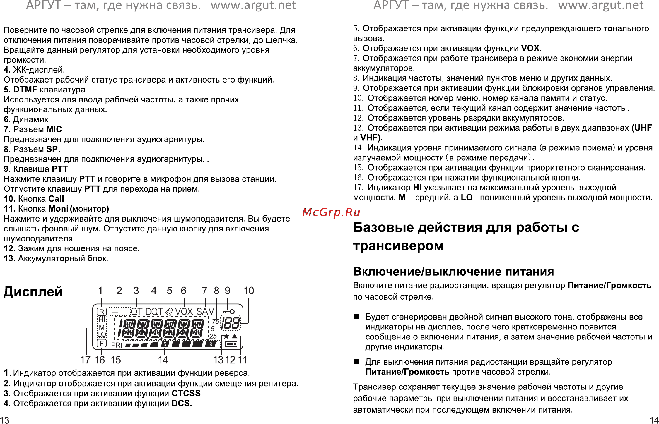 Аргут А-41 [9/28] Базовые действия для работы с трансивером