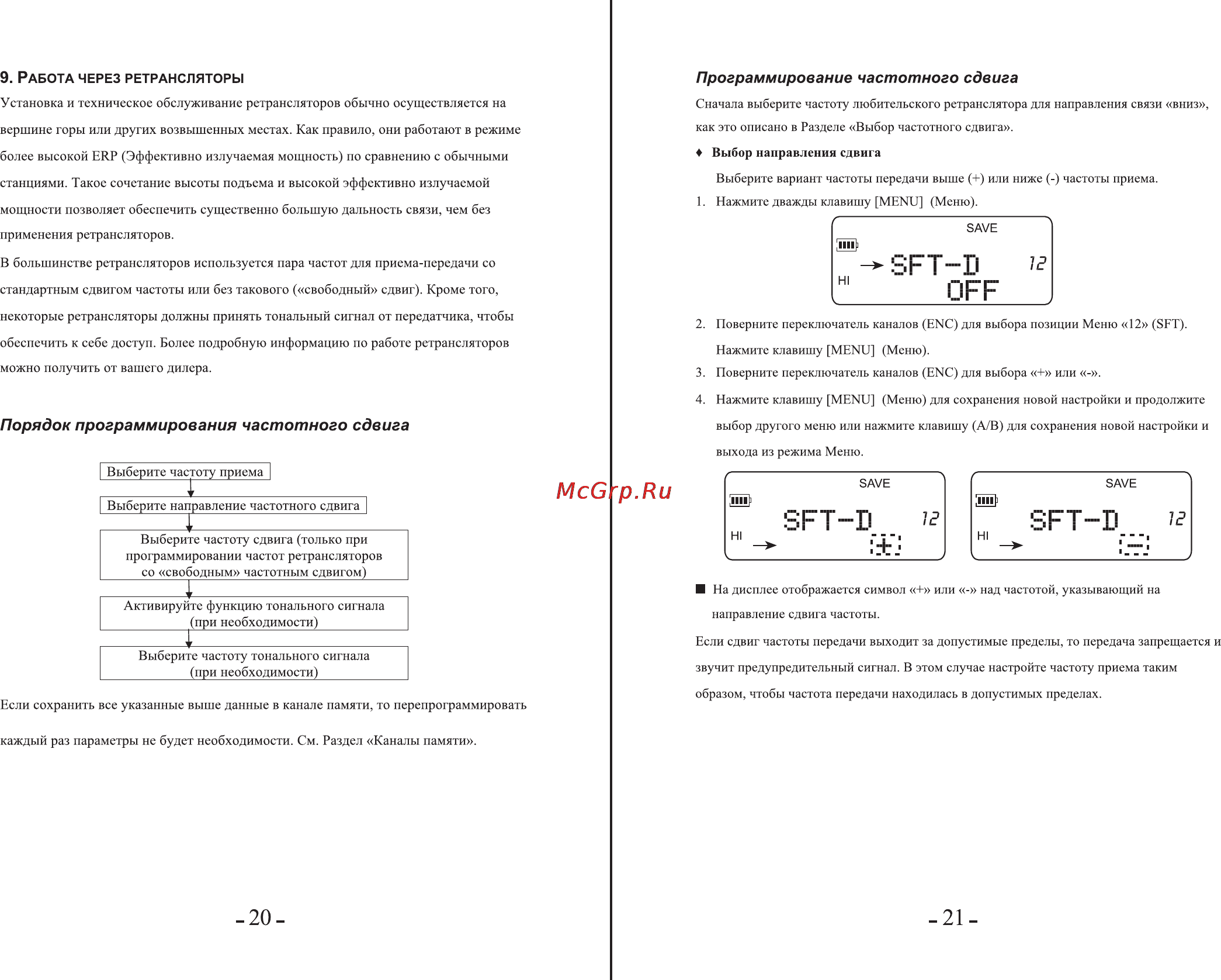 Аргут А-41n [11/24] Порядок программирования частотного сдвига