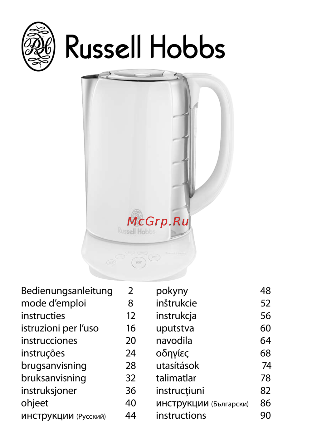 Russell Hobbs 14743-80 GlassTouch Инструкция по эксплуатации