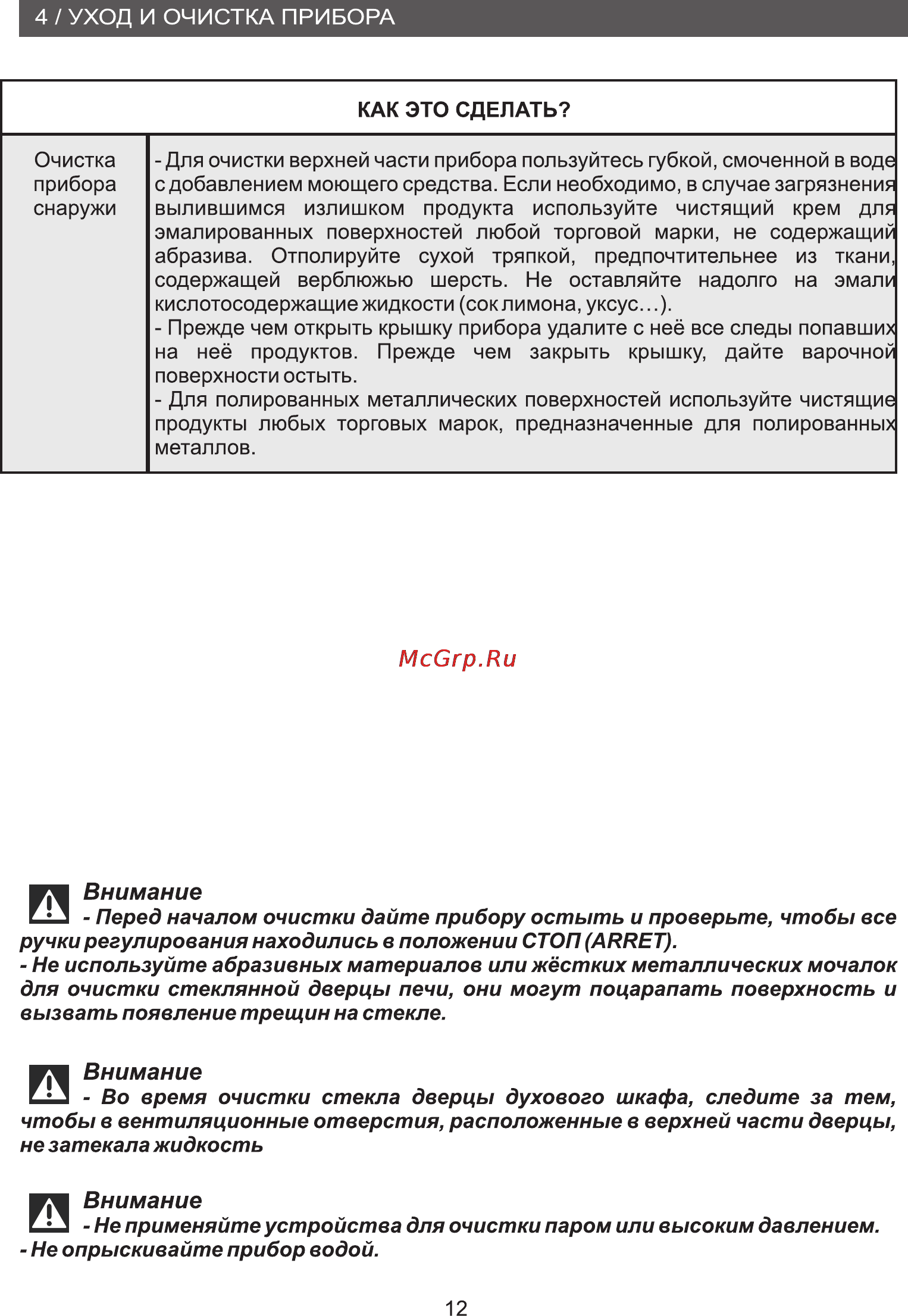 Brandt KV550WE2 Инструкция по эксплуатации онлайн [12/28] 69495