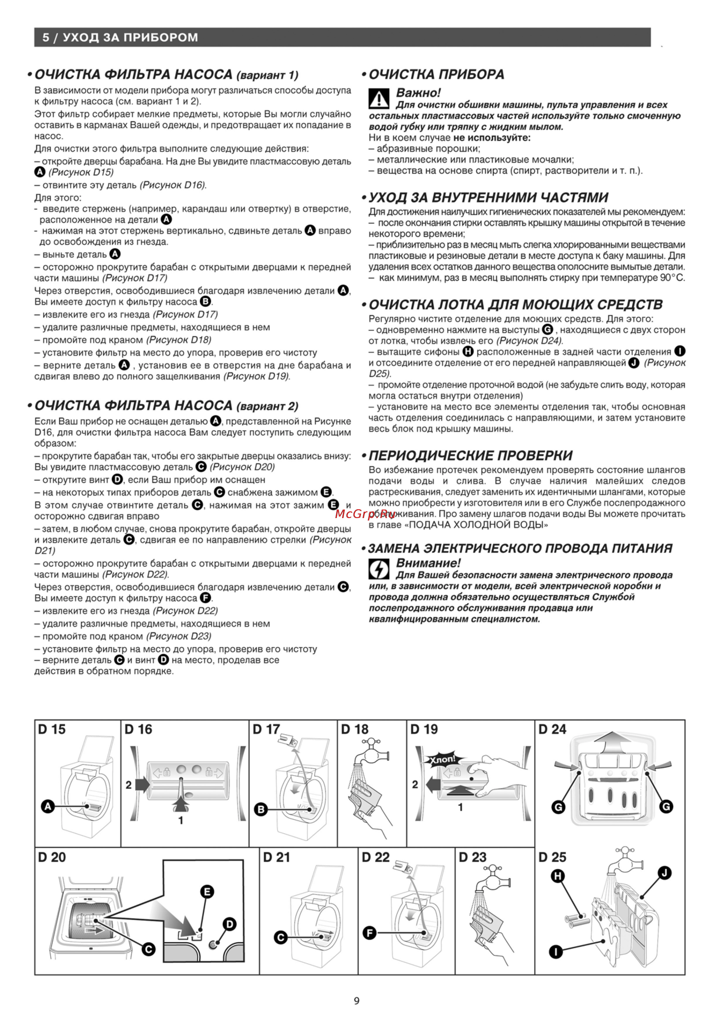 Brandt WT12765E [9/11] Уход за прибором