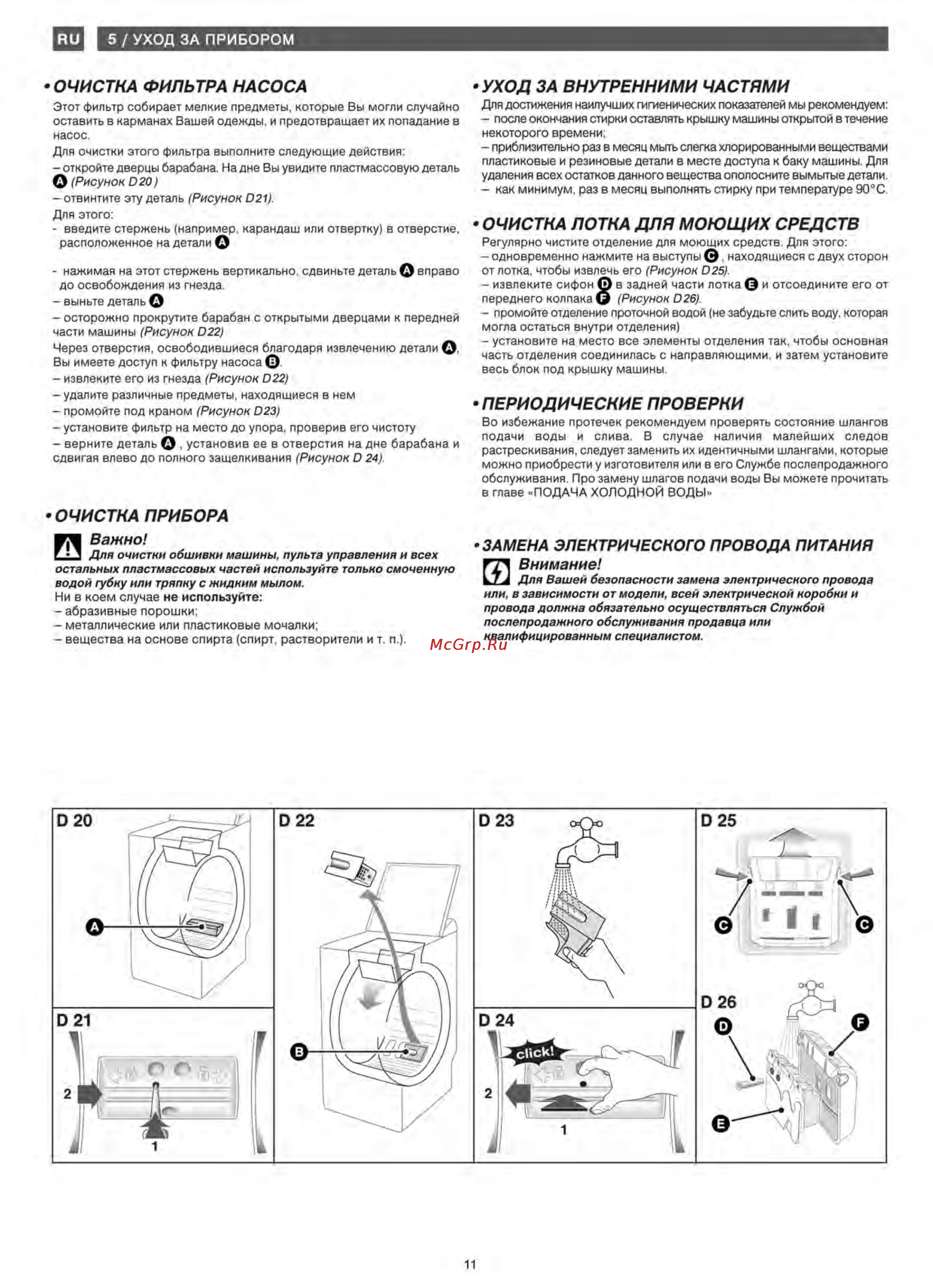 Brandt WT128DSE [11/12] Rub 5 уход за прибором