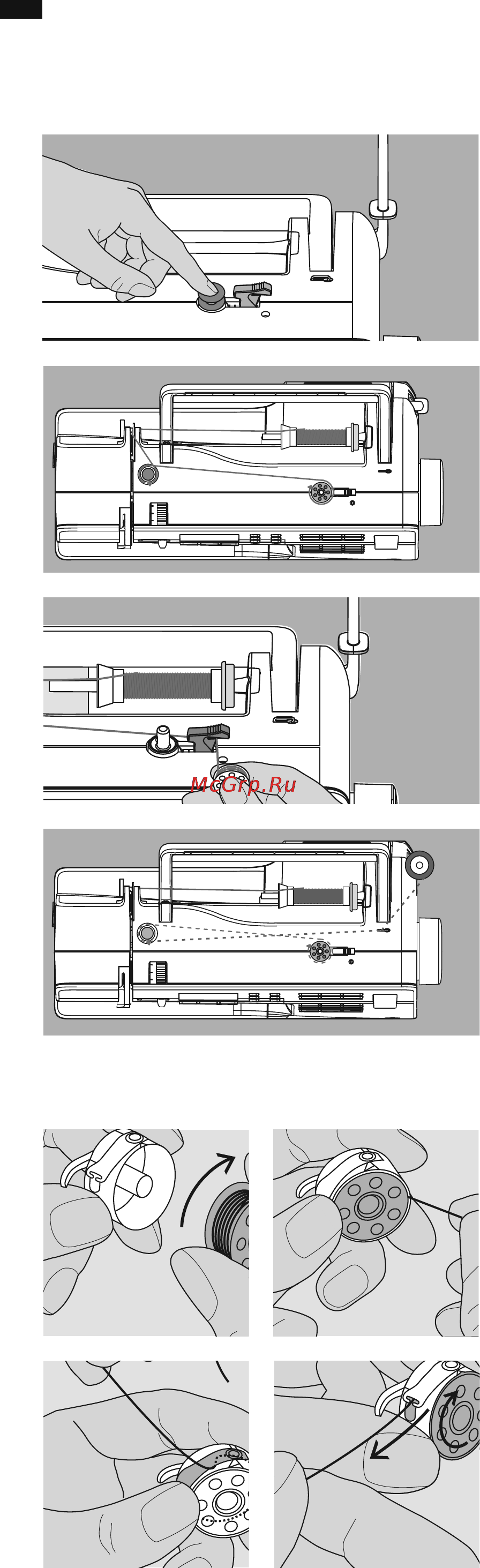 Bernina 350 [12/52] Вставка шпульки в колпачок