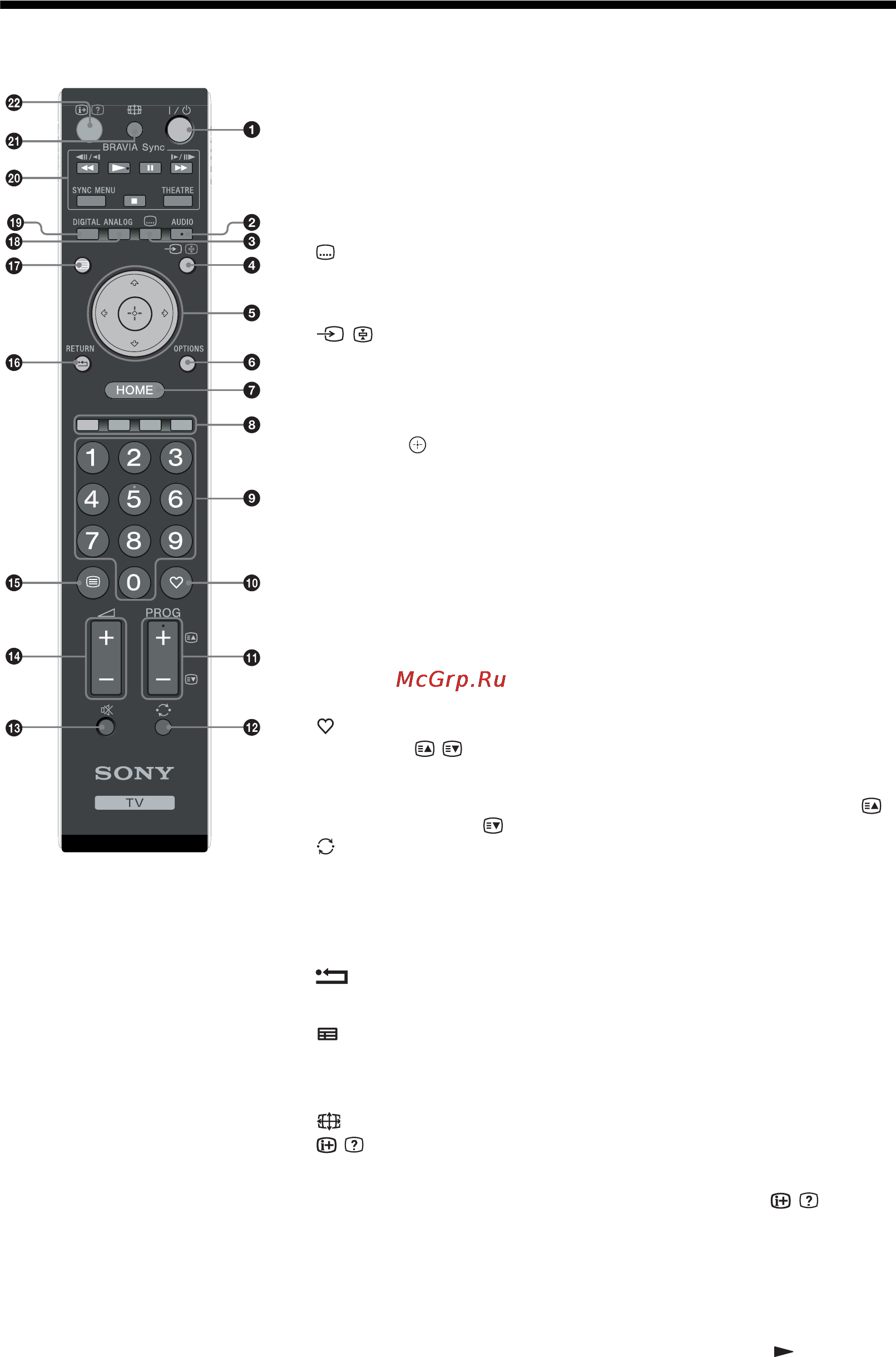 Sony KDL-52 W4000 [46/71] Описание пульта ду