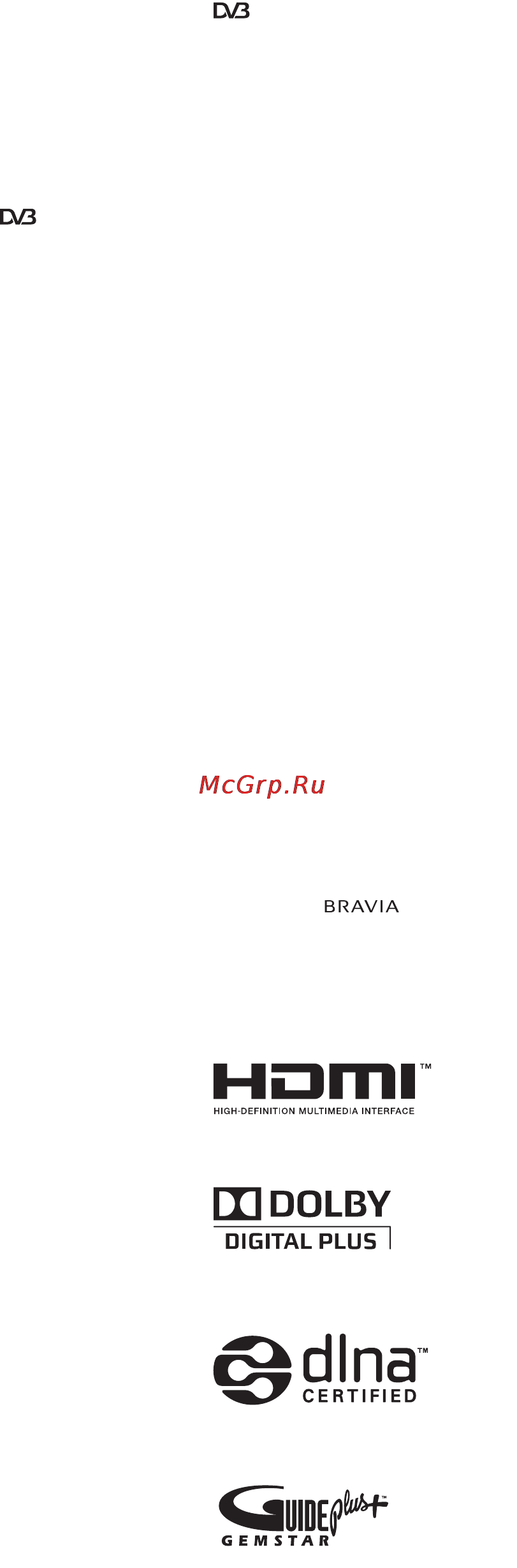 Sony BRAVIA KDL-40Z5500 [30/104] Інформація про товарні знаки