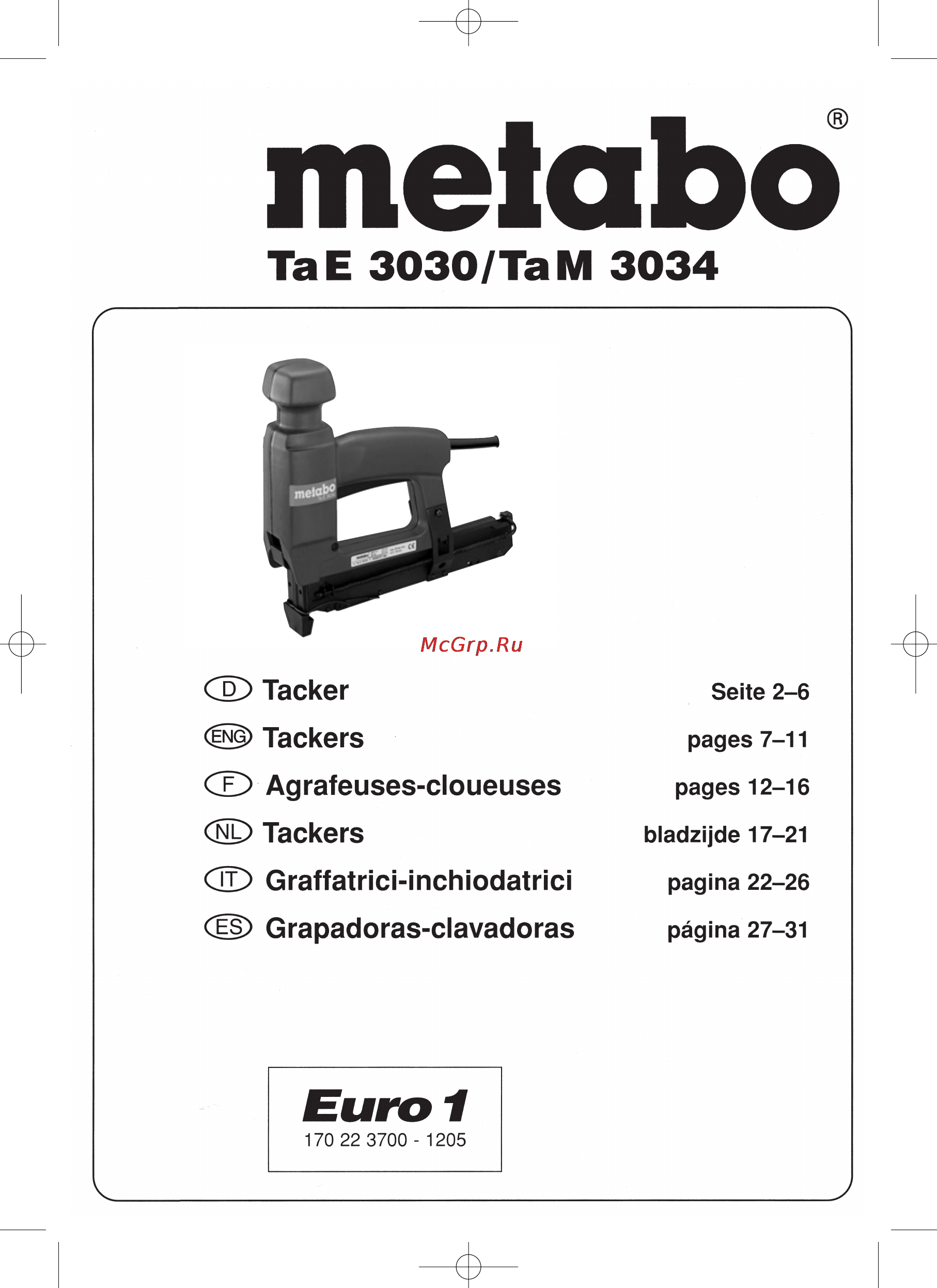 Metabo Ta E 3030 Инструкция по эксплуатации онлайн