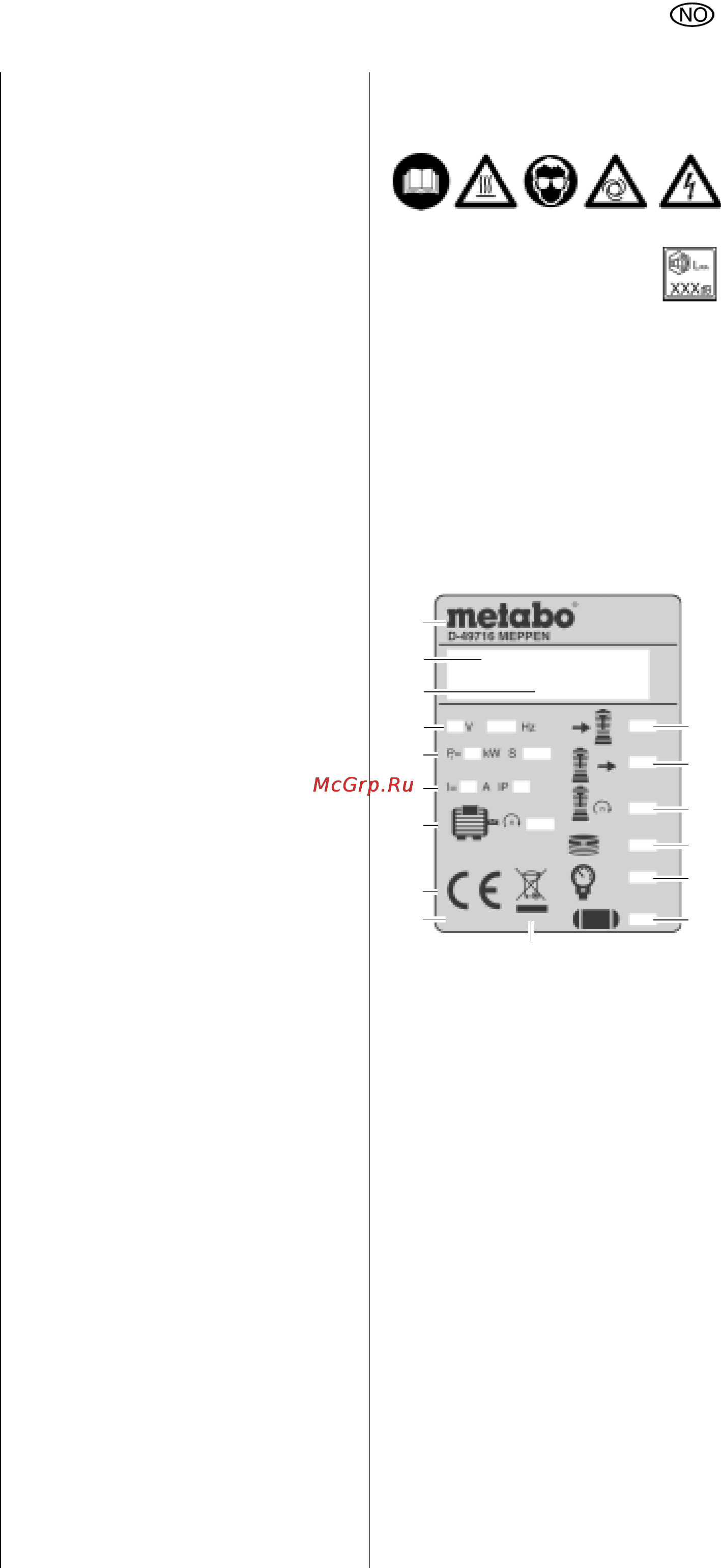 Metabo BasicAir 350 [61/109] Symboler på apparatet