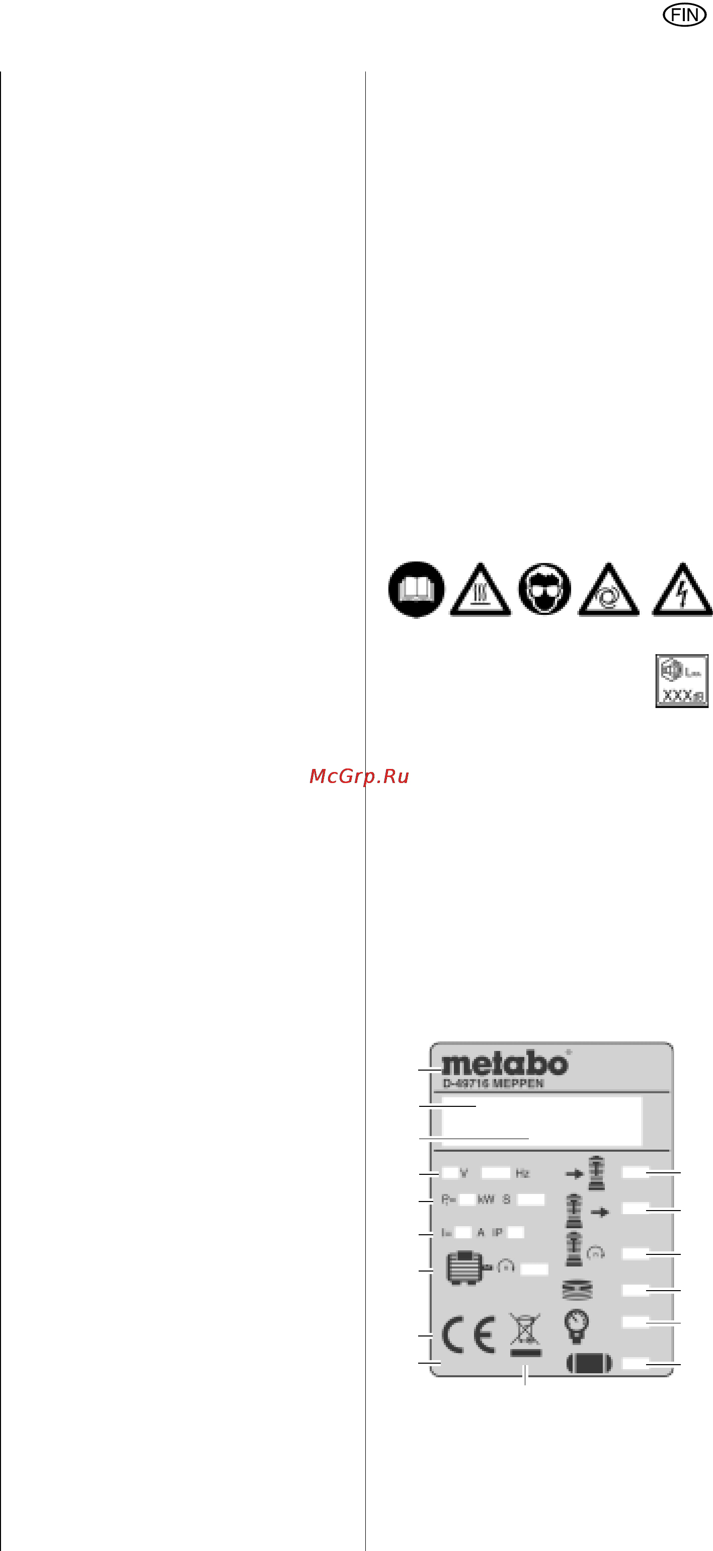 Metabo BasicAir 350 [75/109] Symbolit laitteella