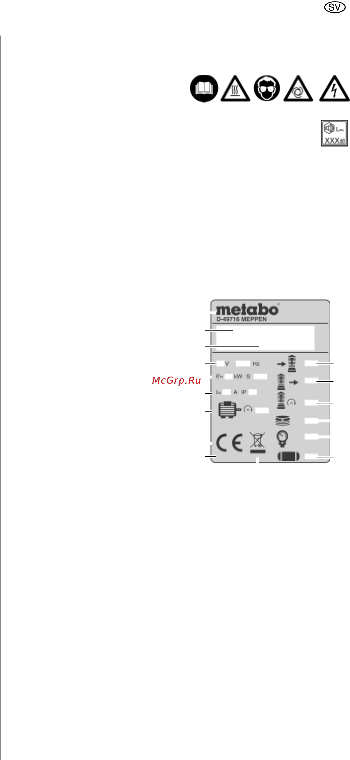 Metabo ClassicAir 255 [79/112] Symboler på maskinen