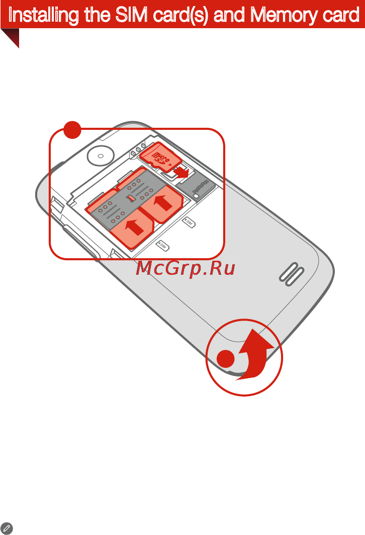 Lenovo A269i [5/6] Installing the sim card s and memory card