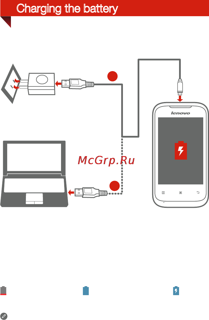Lenovo A269i [6/6] Charging the battery