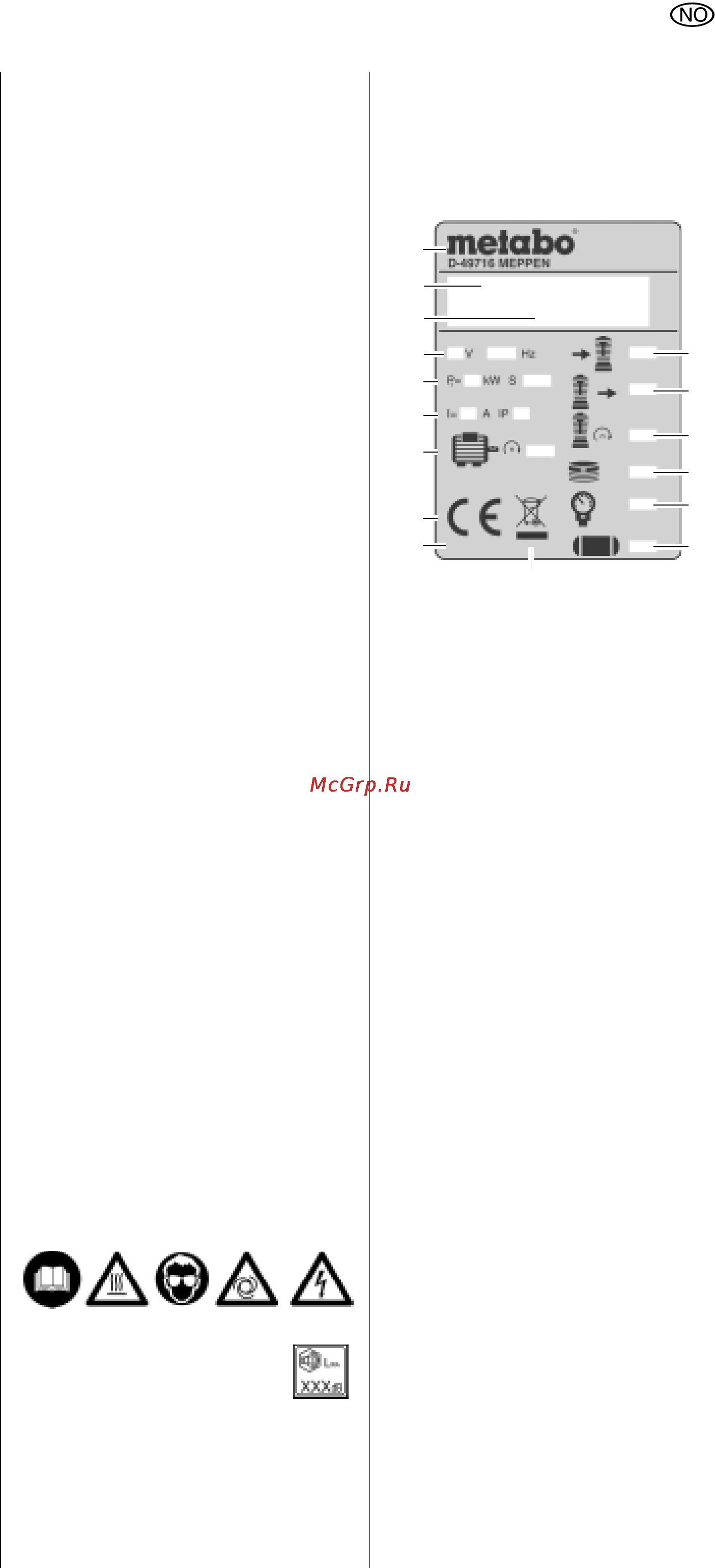 Metabo PowerAir V400 [11/55] Symboler på apparatet