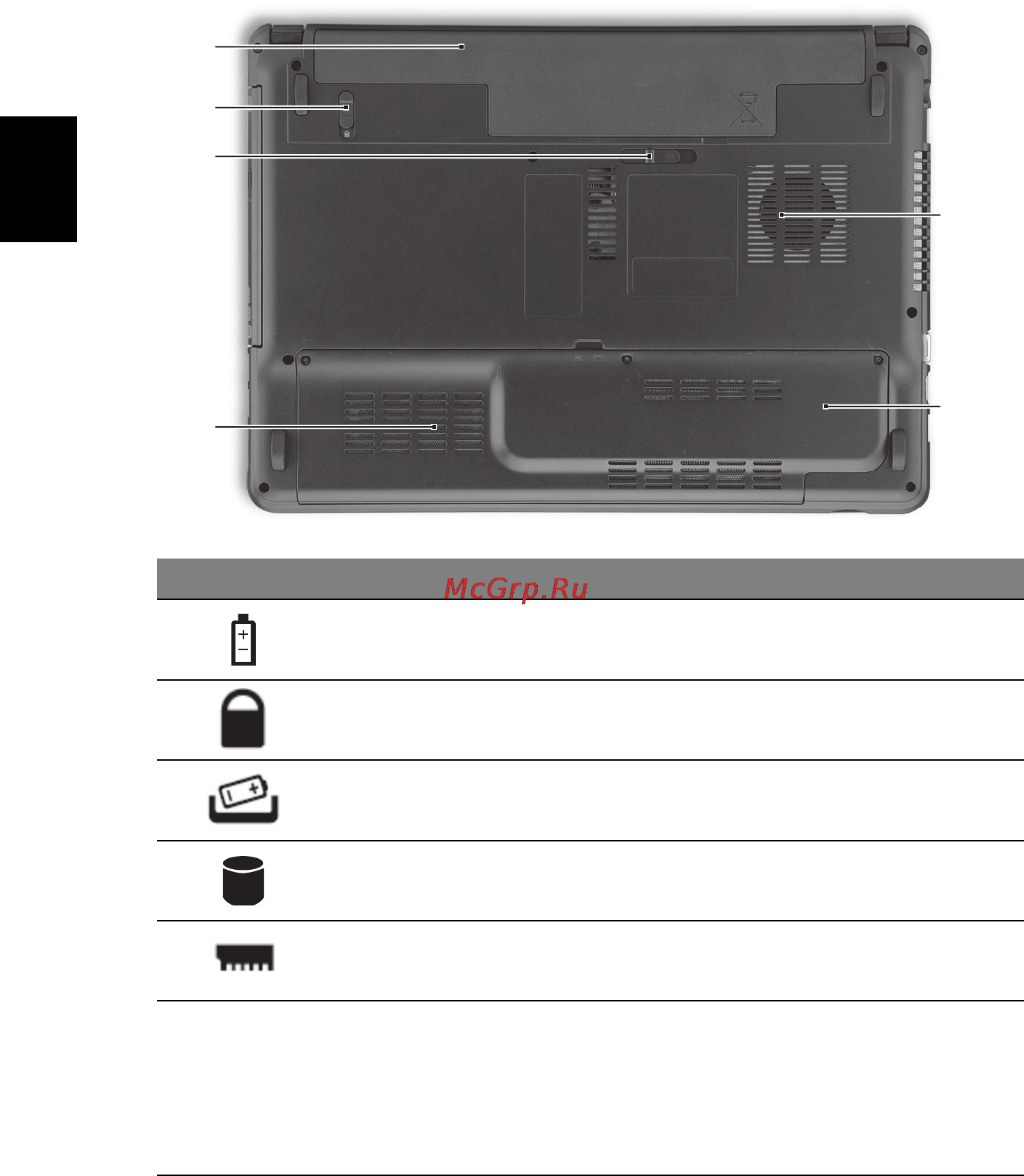 E-Machines D440-1202G16Mi [10/11] Вид снизу