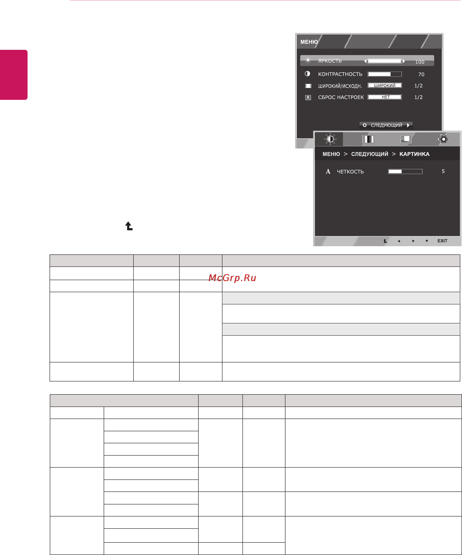 LG IPS234T-PN [12/28] Настройки меню