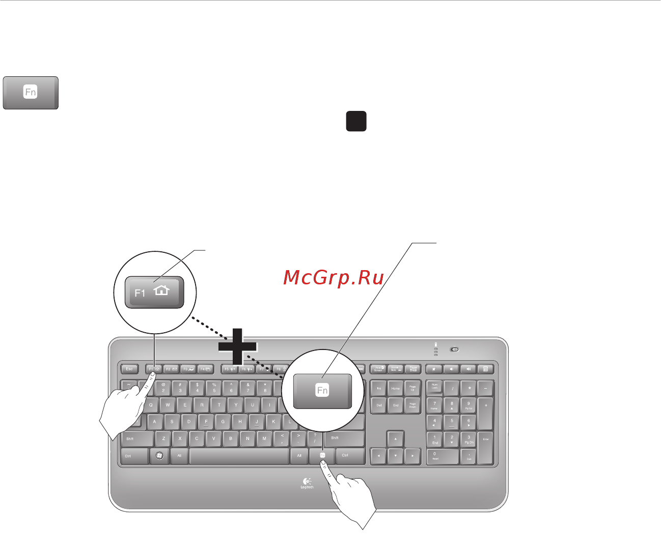 Logitech K800 [15/102] Функции клавиатуры использование f клавиш