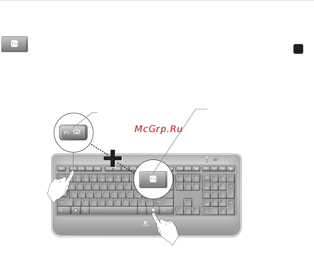 Logitech K800 [63/102] Funkcije tastature upotreba f tastera