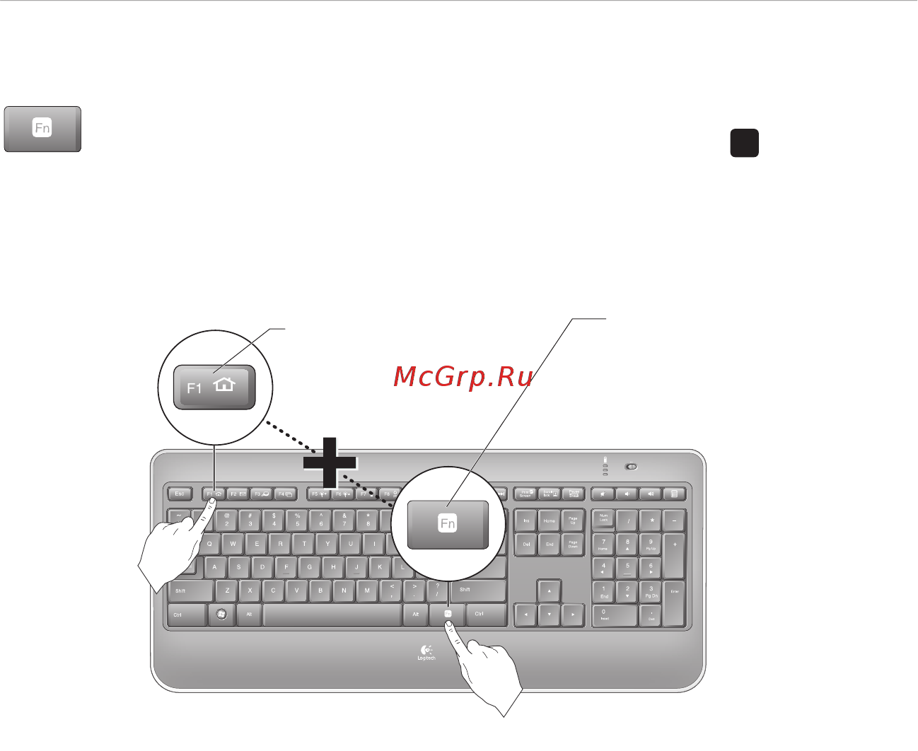 Logitech K800 [75/102] Klaviatuuri funktsioonid f klahvide kasutamine