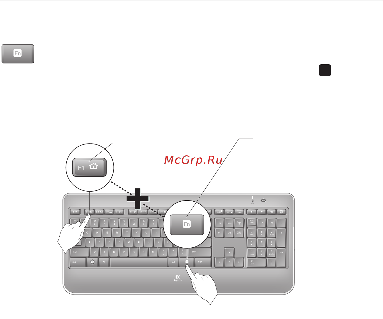 Logitech K800 [87/102] Klaviatūros funkcijos f klavišo naudojimas