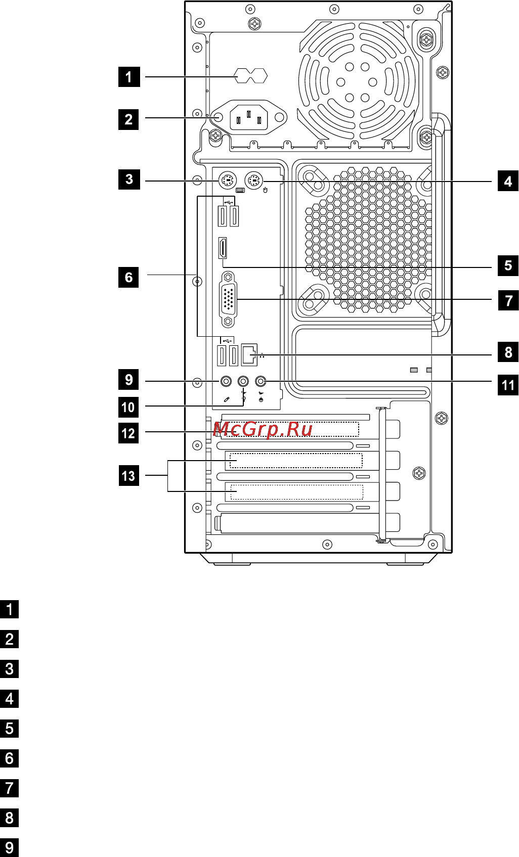 Lenovo IdeaCentre H415 57306513 [8/39] Вид панели сзади